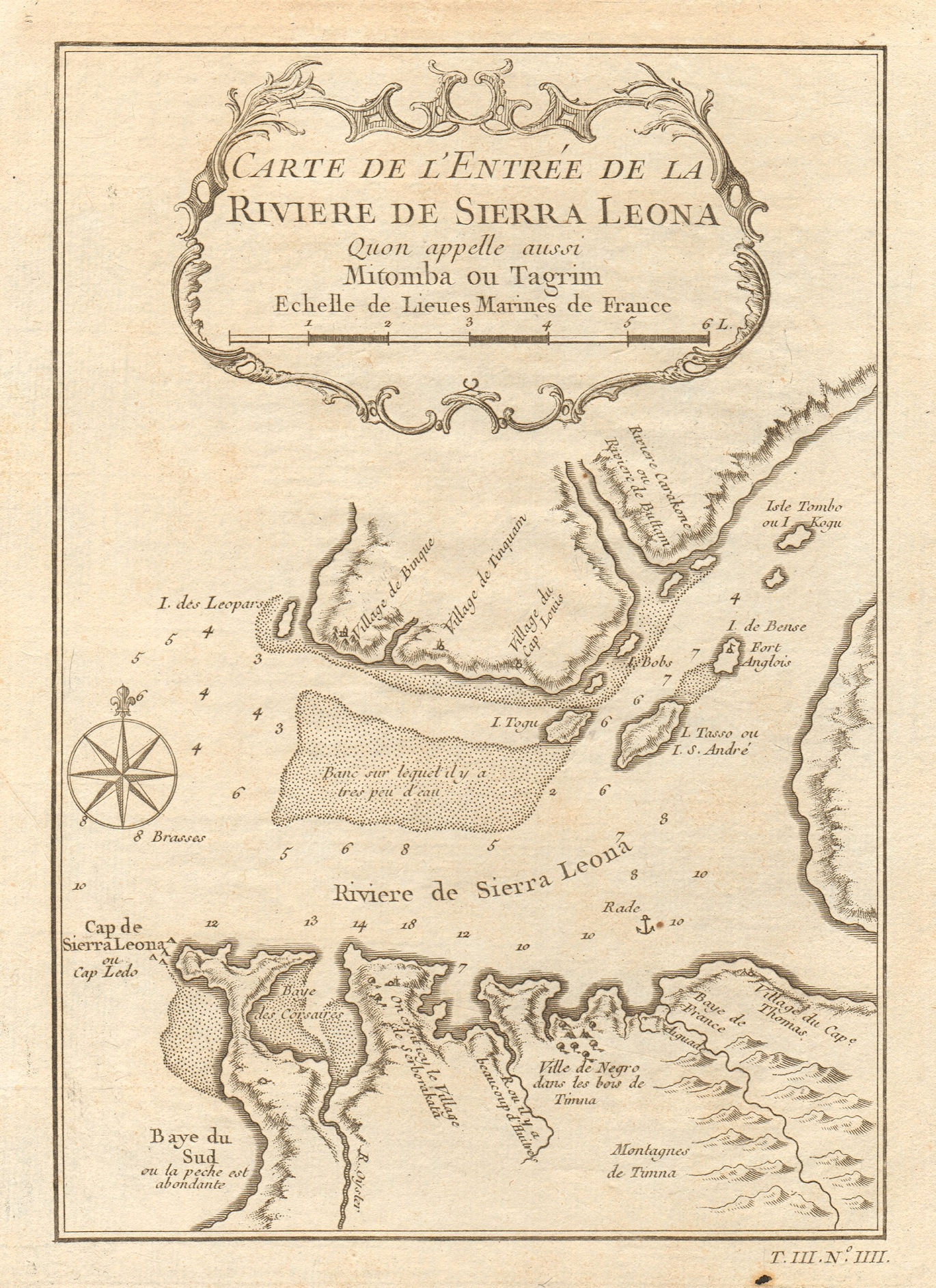 Associate Product 'Riviere de Sierra Leona…' Tagrin Bay & Freetown, Sierra Leone. BELLIN 1747 map