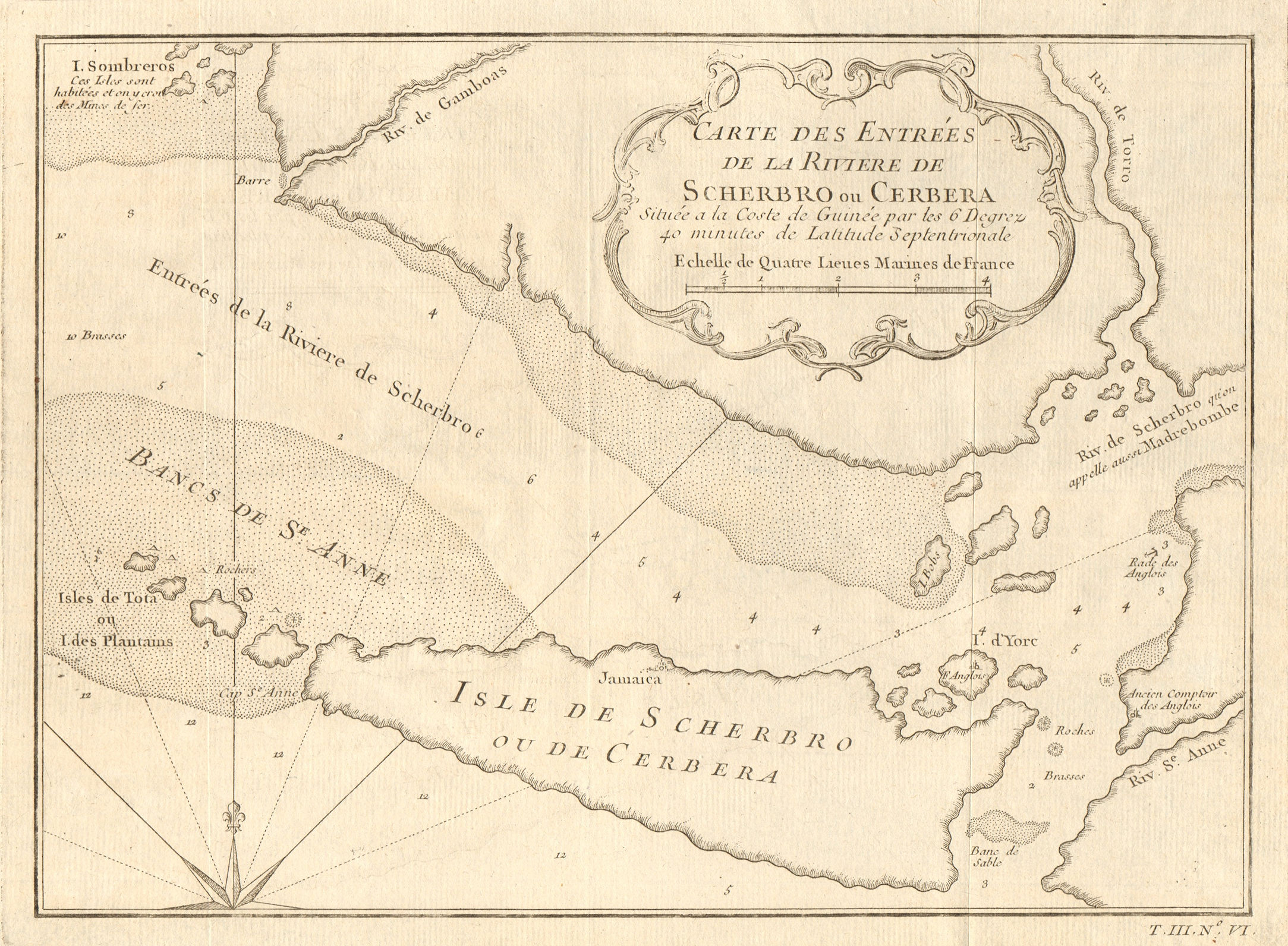 Associate Product 'Entrées de la riviere de Scherbro'. Sherbro river Sierra Leone. BELLIN 1747 map