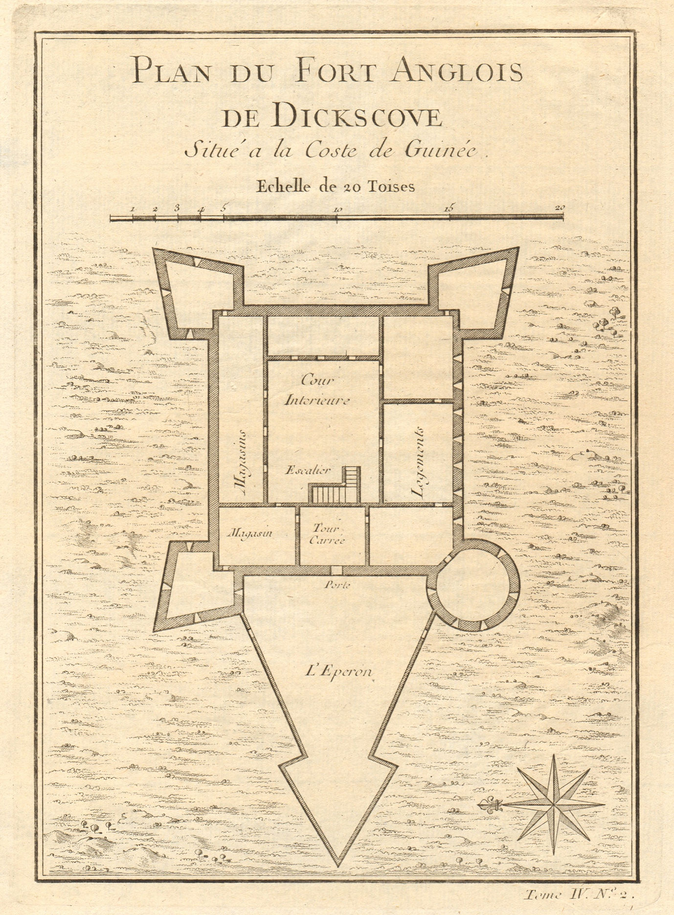 'Fort Anglois de Dickscove'. Dixcove/Metal Cross, Pokesu, Ghana. BELLIN 1747 map