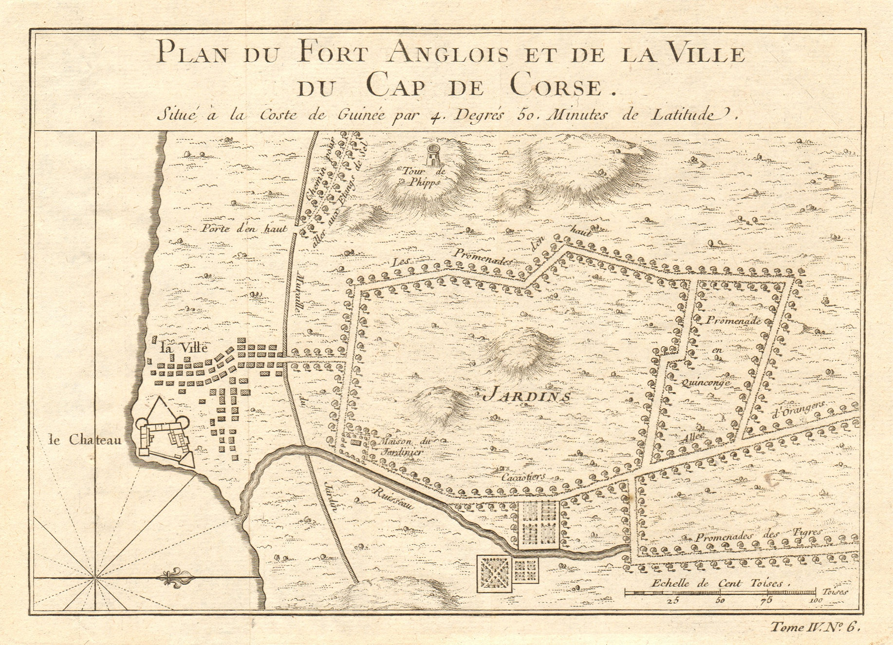 Associate Product 'Ville du Cap de Corse'. Cape Coast Castle town city plan Ghana. BELLIN 1747 map