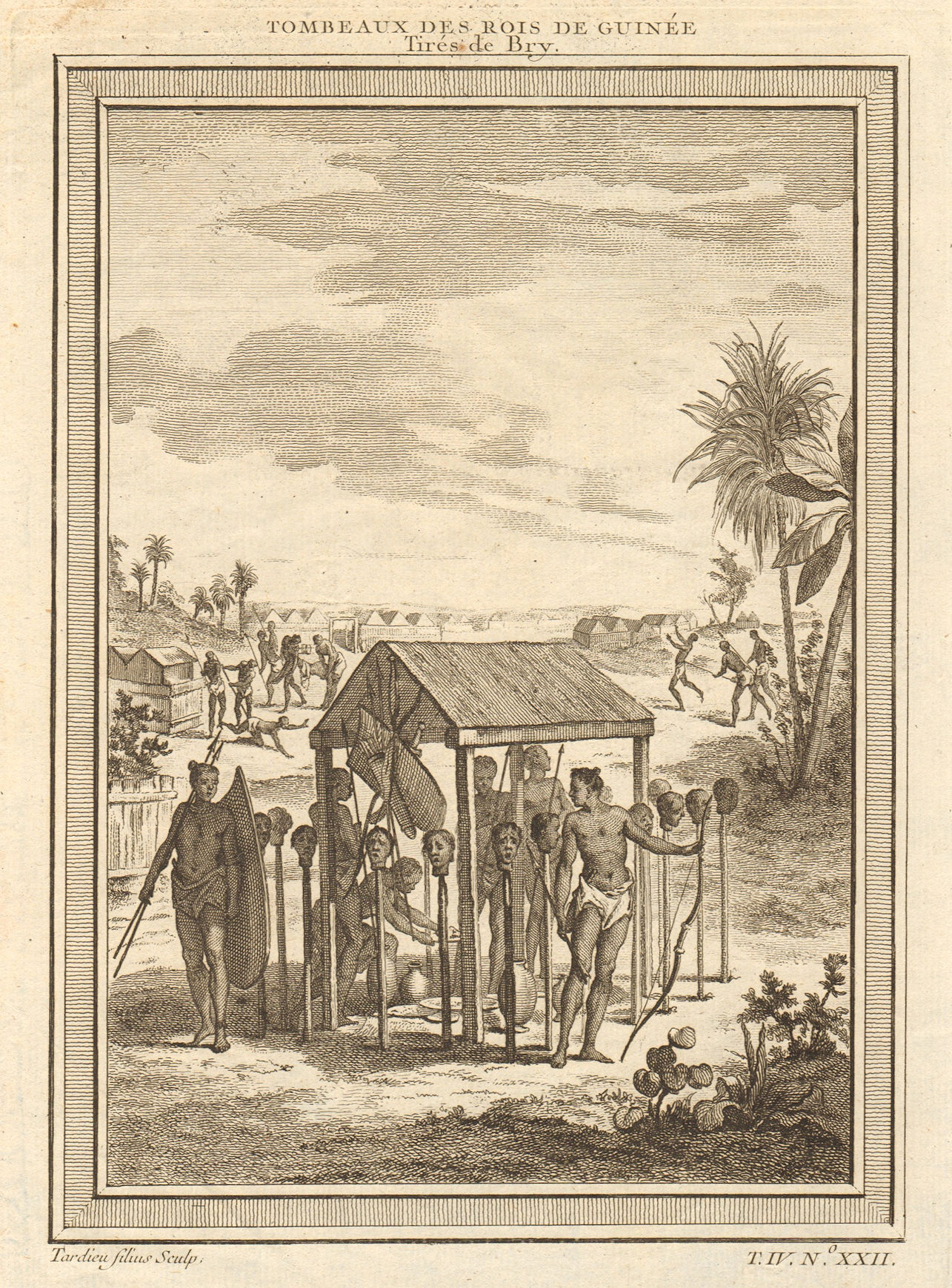 Associate Product West Africa. Shrines of the Kings of Guinea, from Bry. Heads on stakes 1747