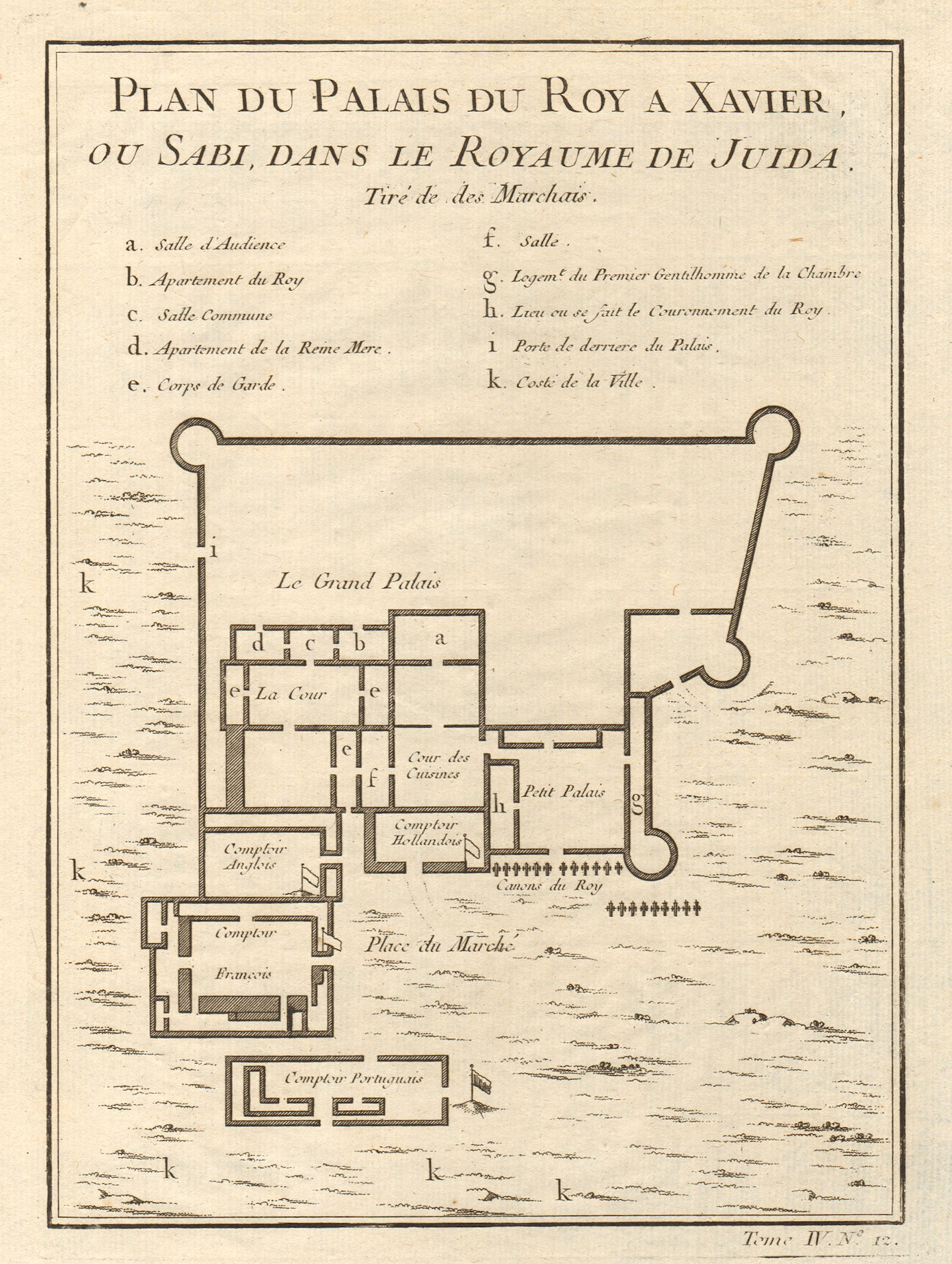 Associate Product 'Palais du Roy à Xavier'. King's Palace, Ouidah, Benin. Whydah. BELLIN 1747 map