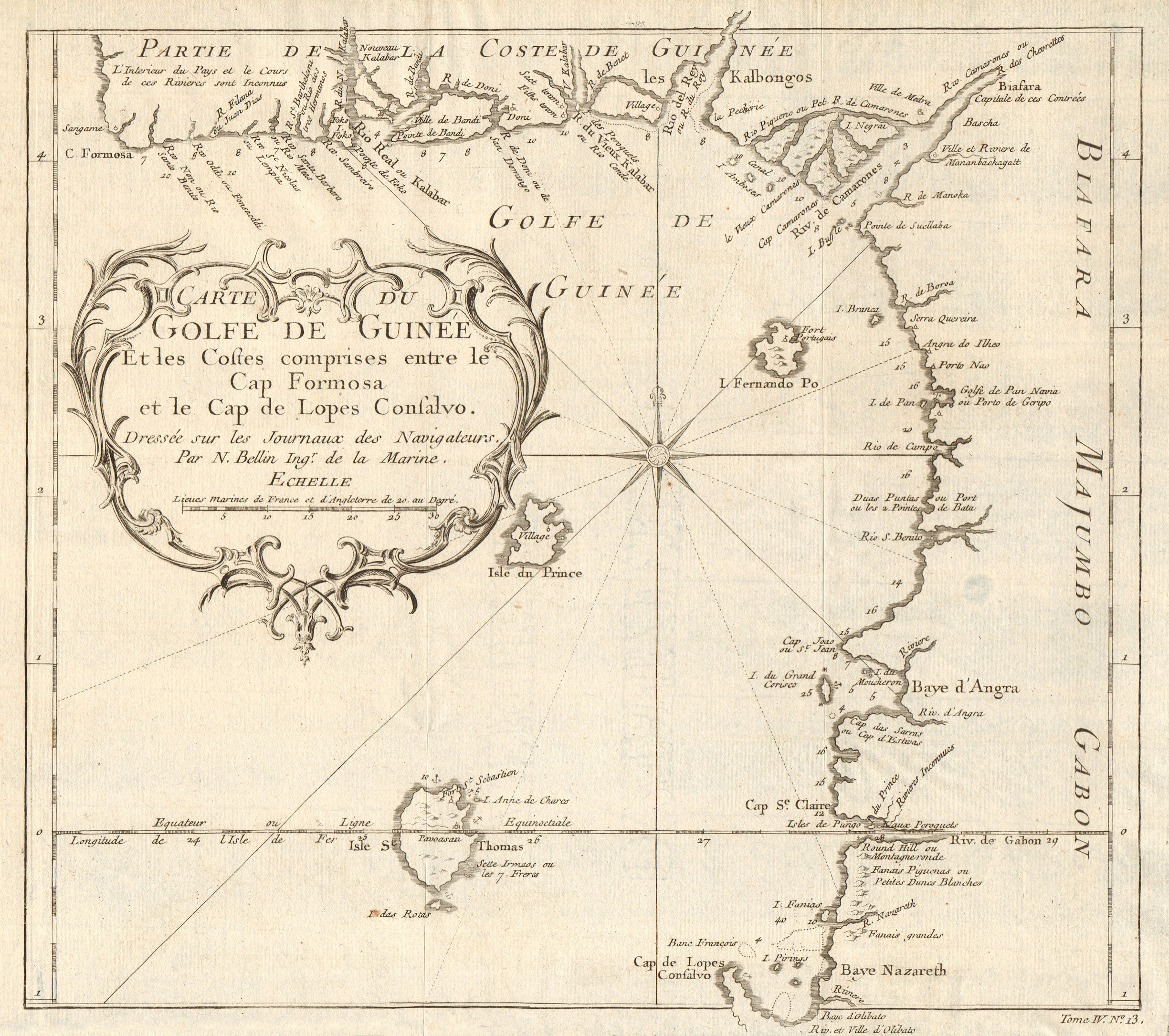 Associate Product 'Carte du Golfe de Guinée'. Gulf of Guinea. Nigeria & Cameroon. BELLIN 1747 map