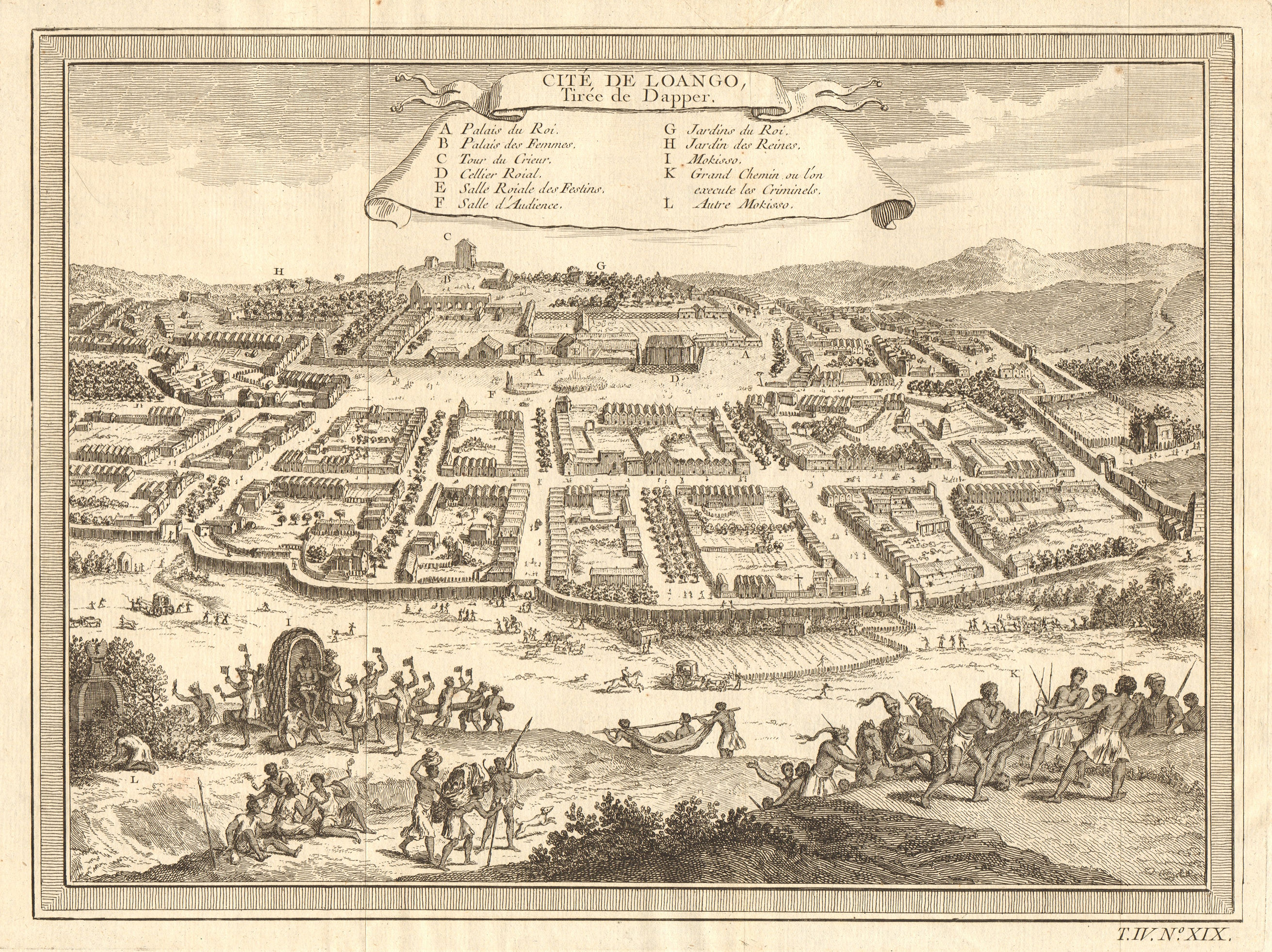 Associate Product 'Cité de Loango'. The city of Buali or Mbanza Loango, Congo. BELLIN 1747 map