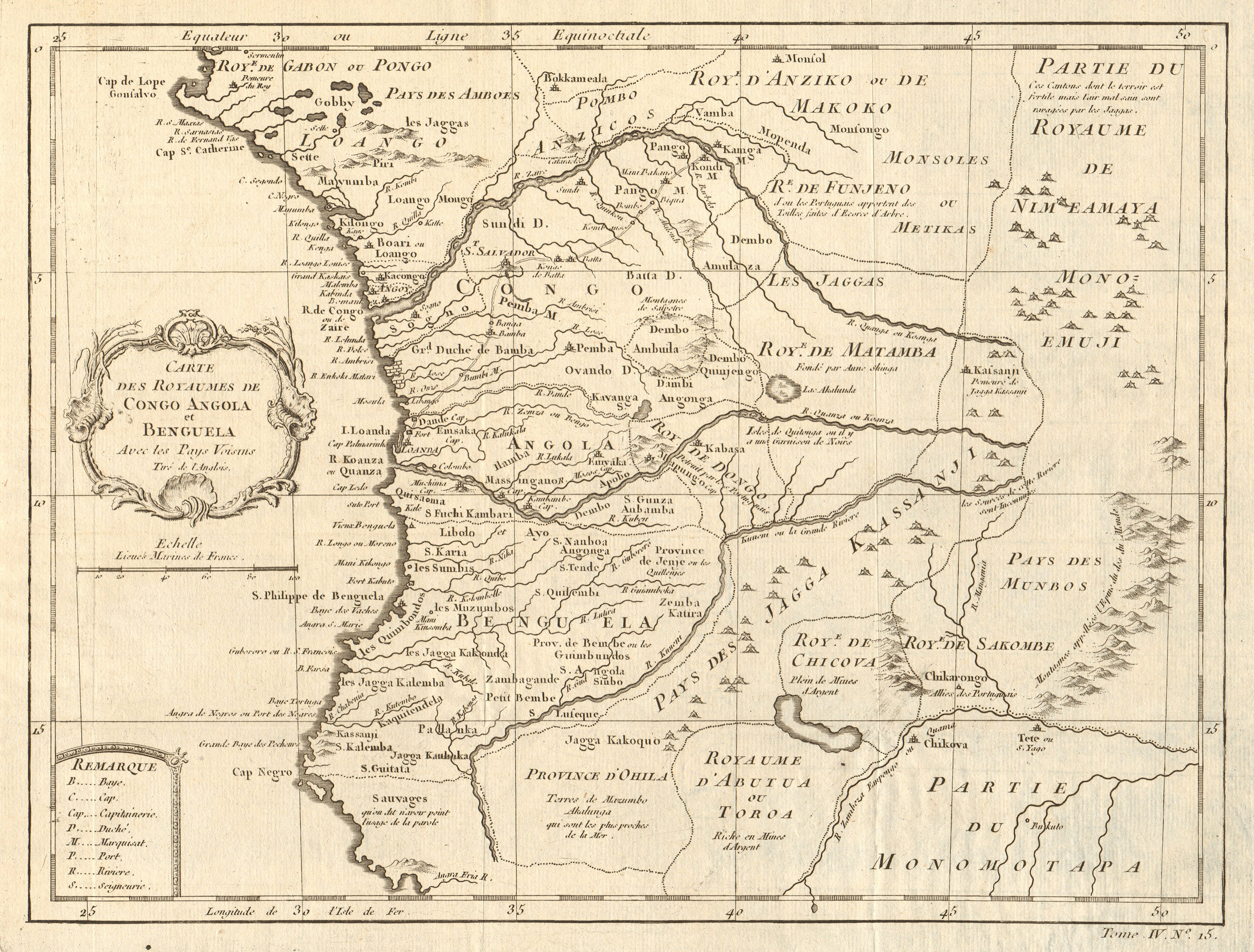 Associate Product 'Carte des Royaumes de Congo, Angola et Benguela' & Gabon Africa BELLIN 1747 map