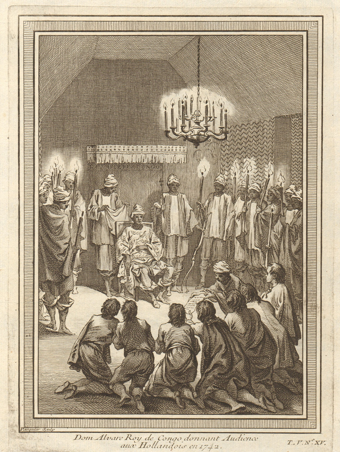 Associate Product King of Kongo (probably Alvaro VI), audience with the Dutch in 1742. Congo 1748