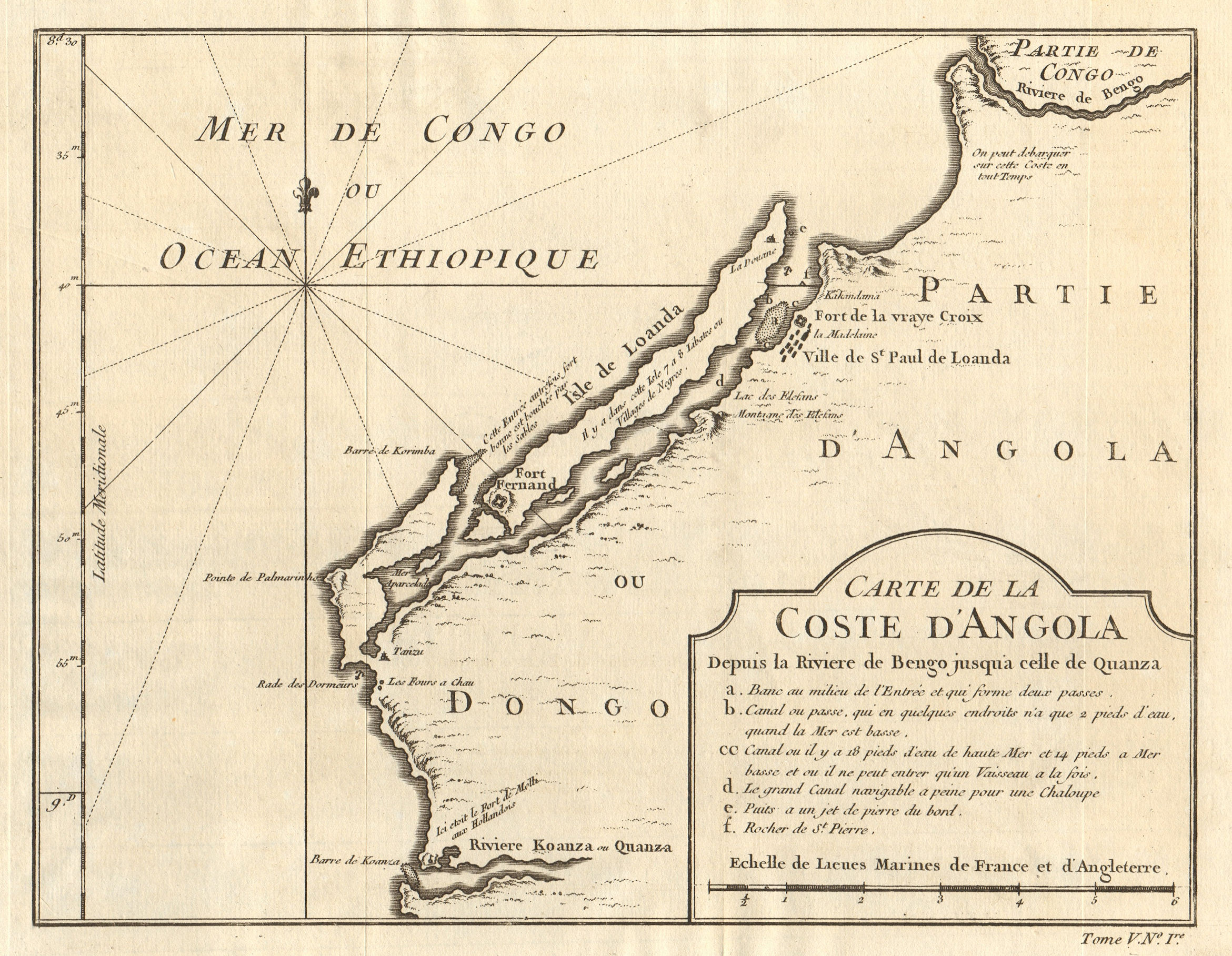 Associate Product 'Coste d'Angola…' between Bengo & Cuanza Rivers. Luanda environs BELLIN 1748 map