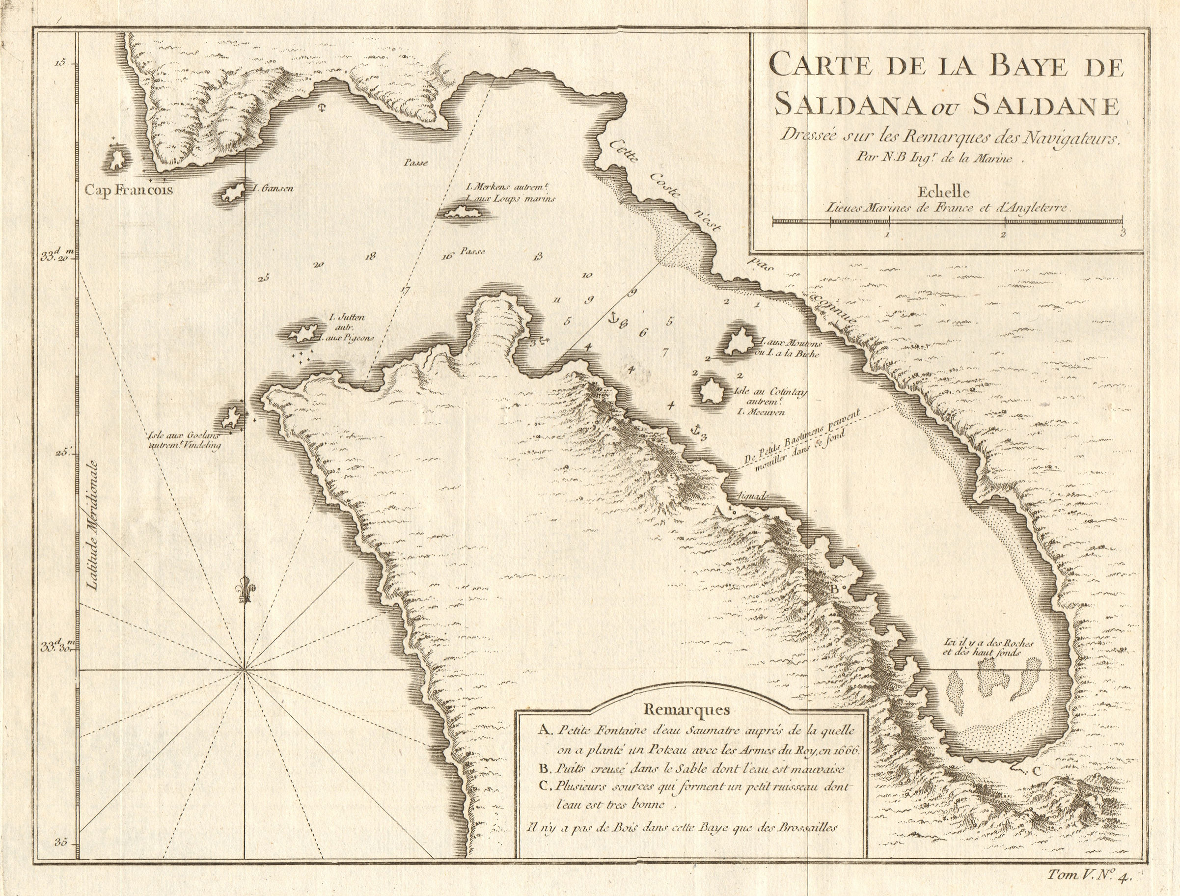 Associate Product 'Carte de la Baye de Saldana'. Saldanha Bay, South Africa. BELLIN 1748 old map