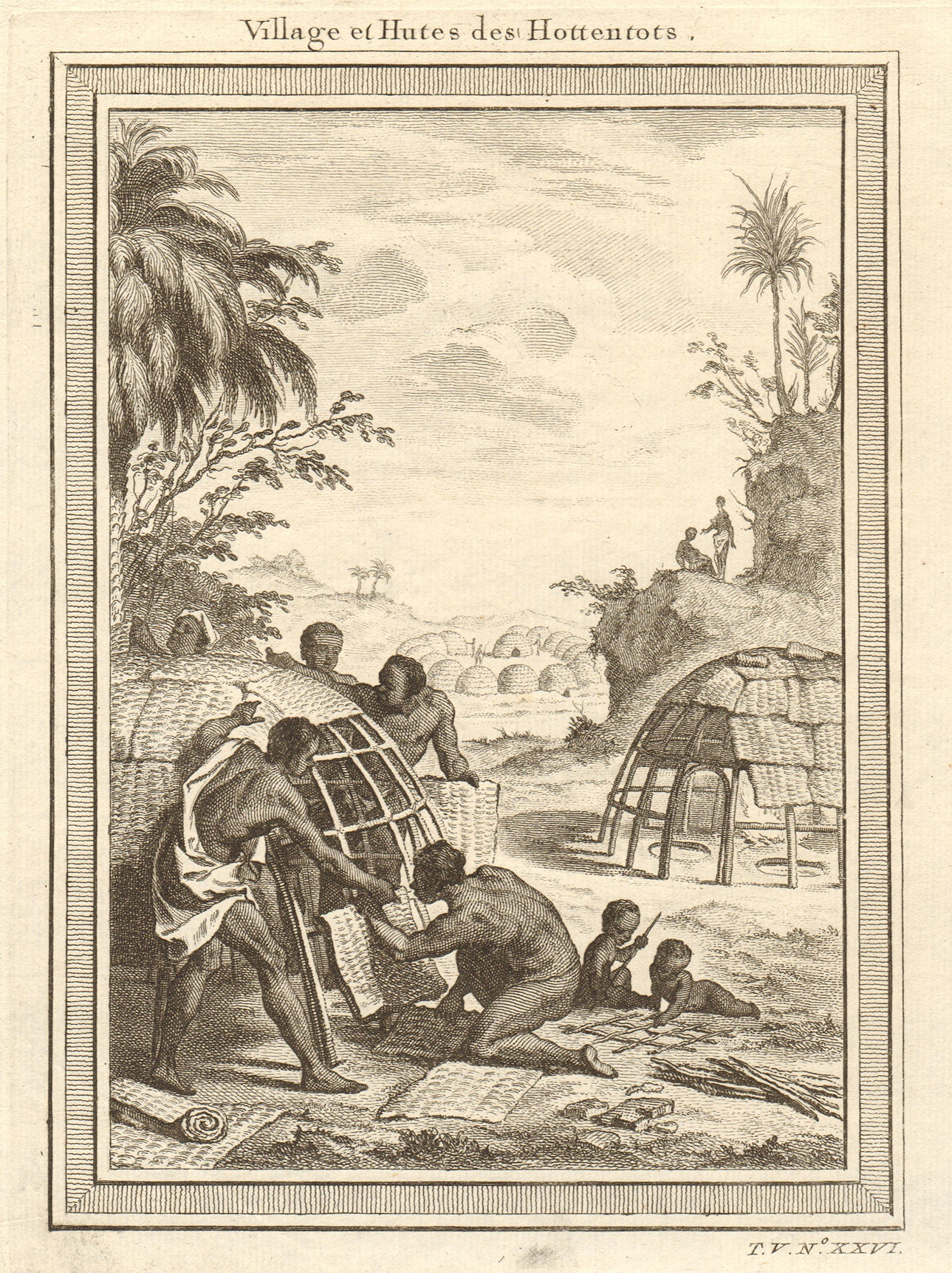 Associate Product 'Village & Hutes des Hottentots'. Southern Africa. Khoikhoi kraal village 1748
