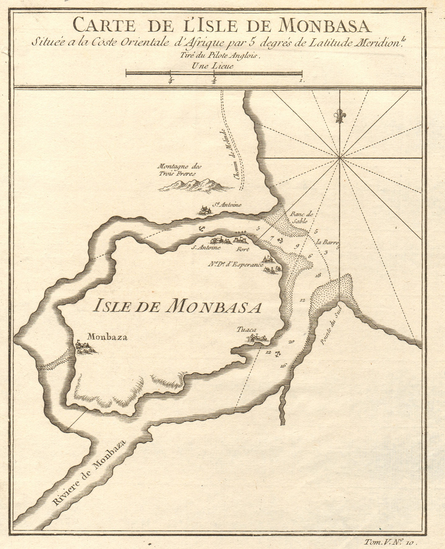 Associate Product 'Carte de I'Isle de Monbasa'. Mombasa Island, Kenya. BELLIN 1748 old map