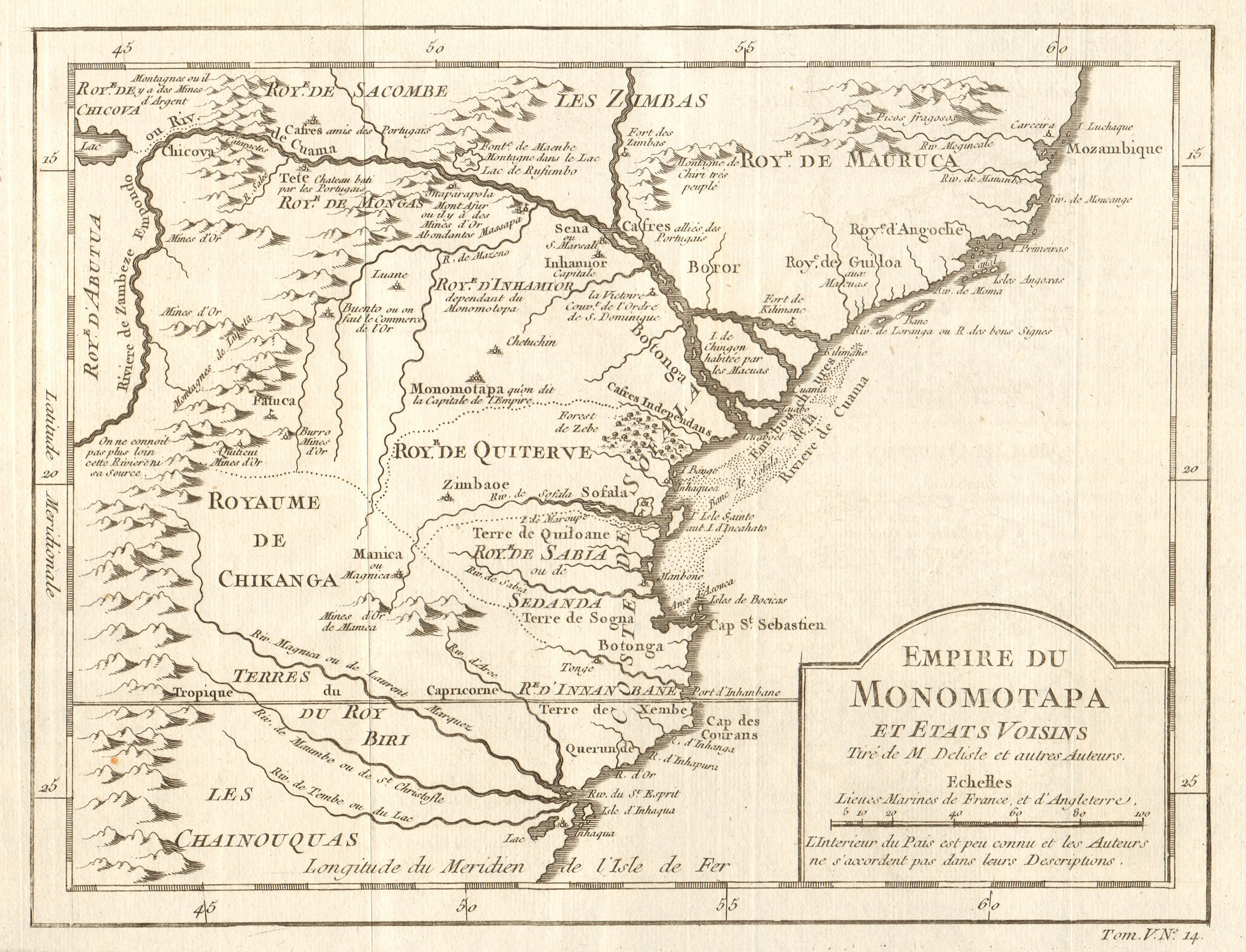 Associate Product 'Empire de Monomotapa'. Mutapa Empire. Mozambique Kruger Park. BELLIN 1748 map