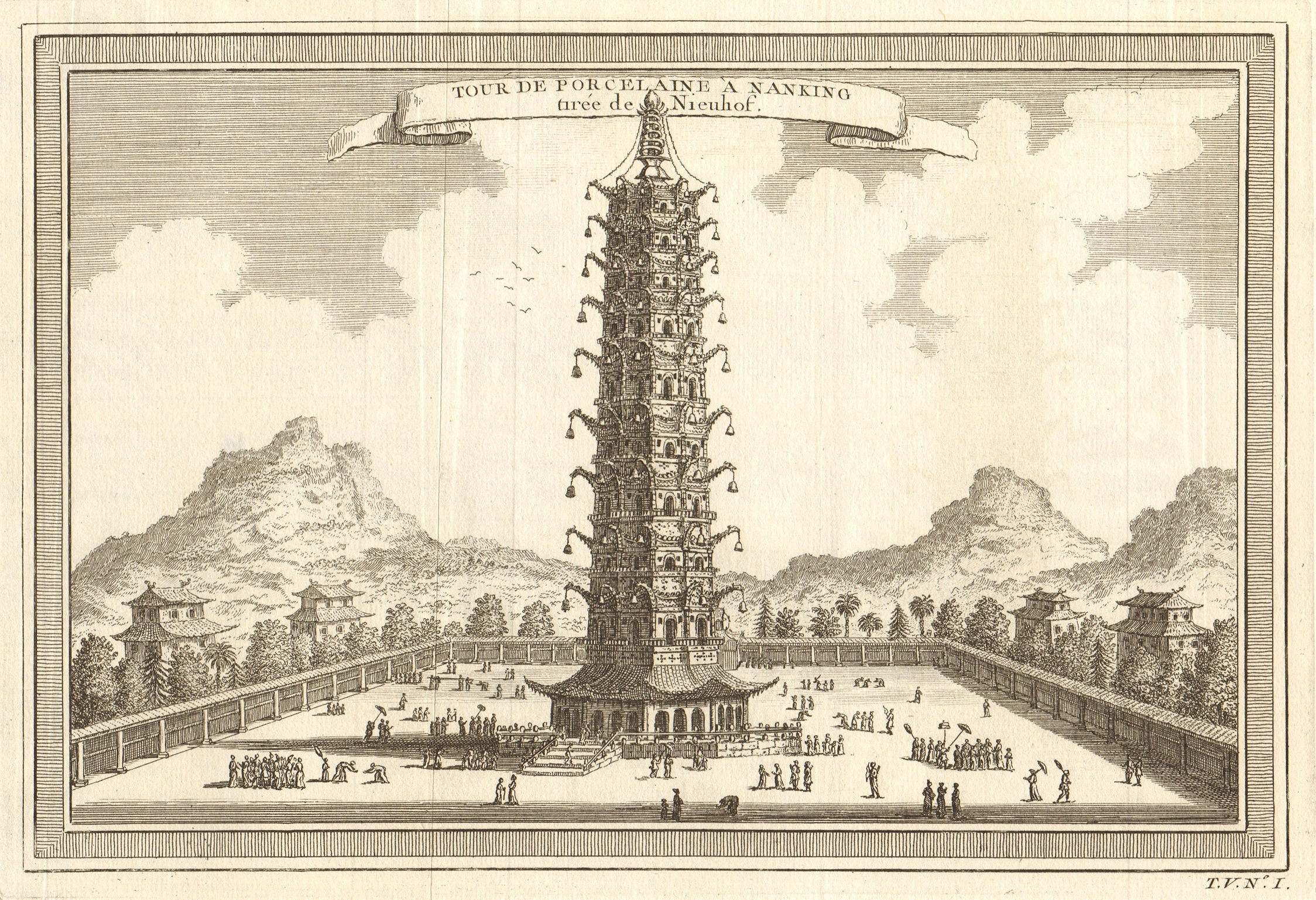 Associate Product 'Tour de Porcelaine à Nanking'. Nanjing tower. Great Bao'en Temple. China 1748