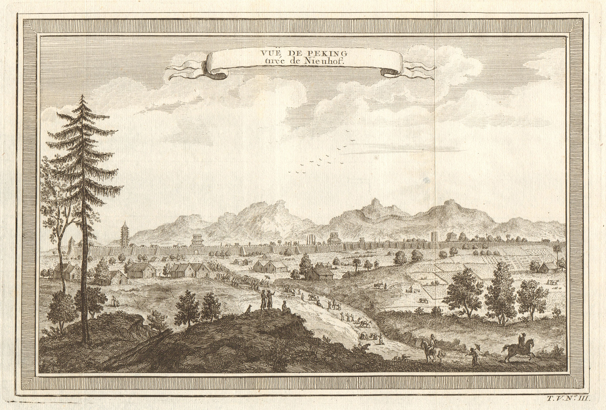Associate Product 'Vue de Peking'. China. View of the city of Beijing, after Nieuhof 1748 print