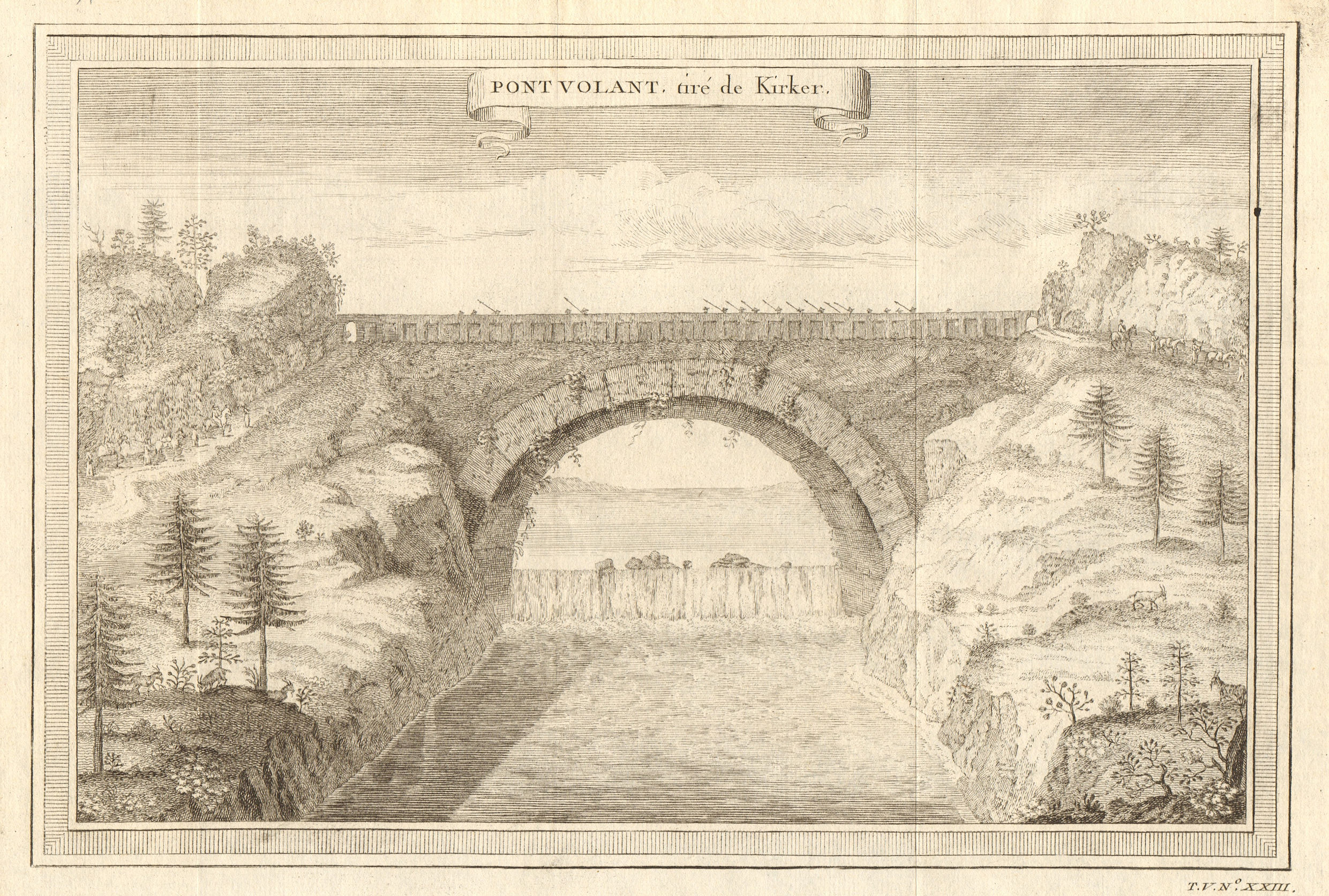 Associate Product 'Pont Volant, tiré de Kircher'. China. Flying Bridge 1748 old antique print