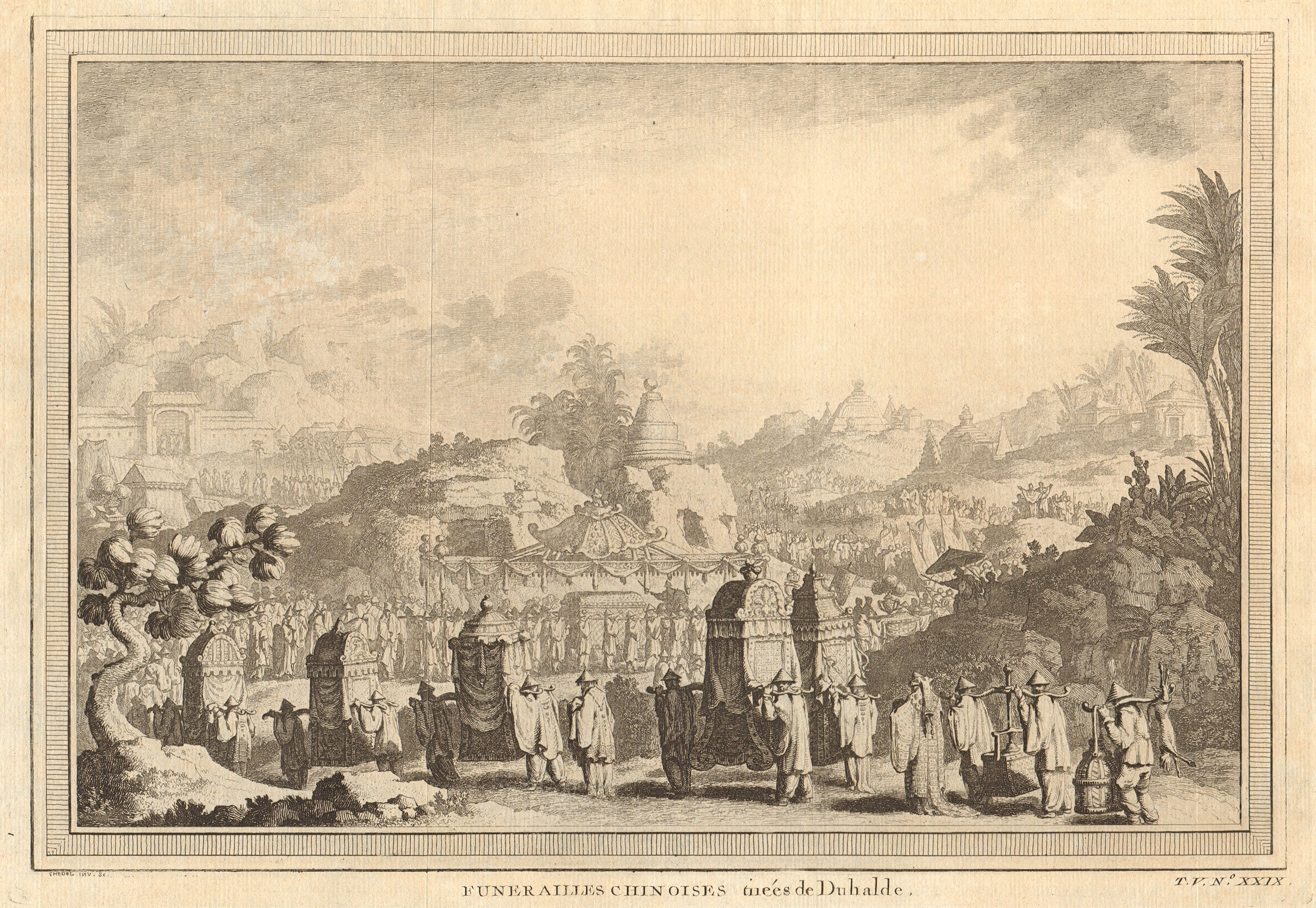 Associate Product 'Funerailles Chinoises'. China. A Chinese funeral. Jiao sedan chairs 1748