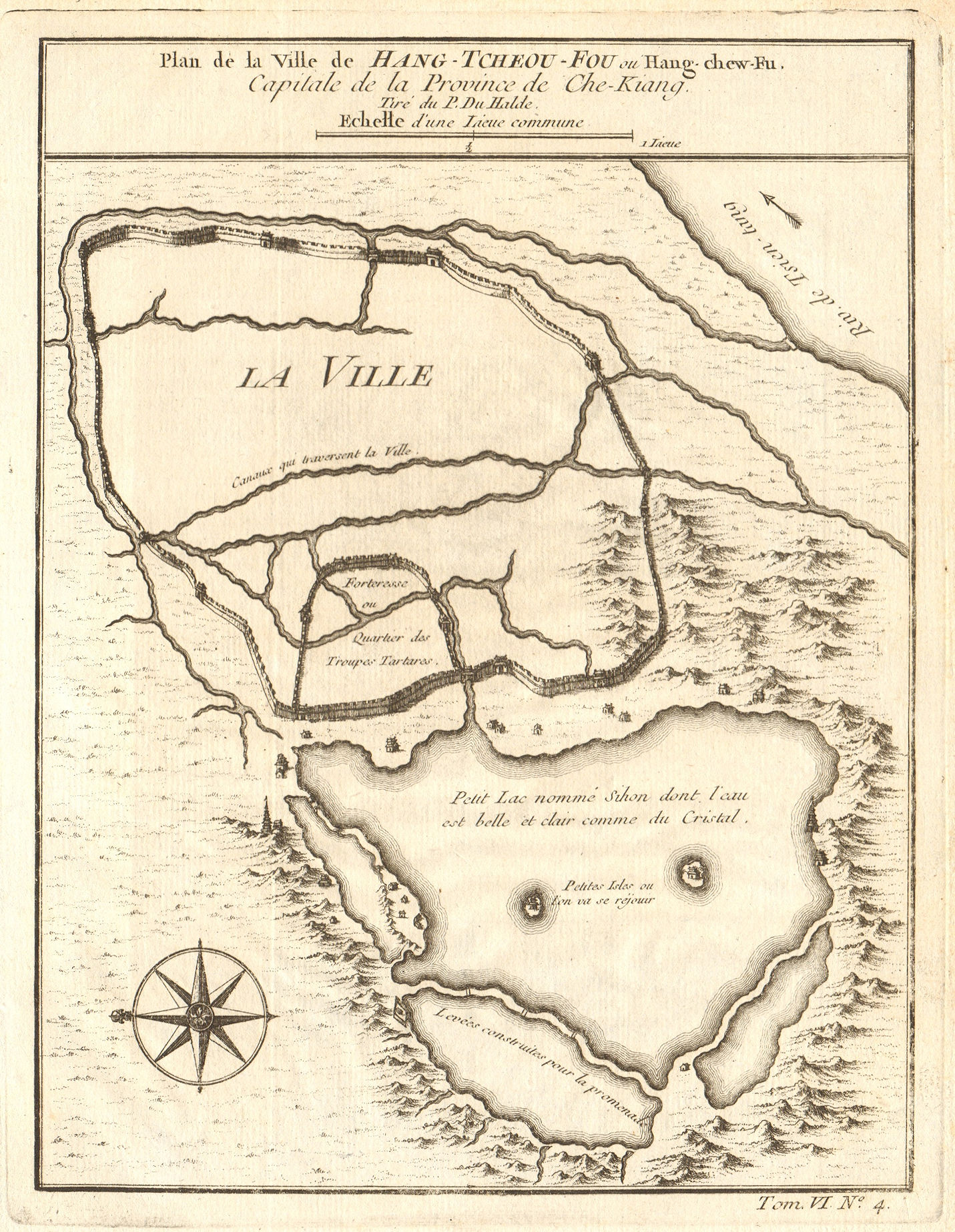 Associate Product 'Hang-Tcheou-Fou'. Hangzhou city plan Zhejiang China. West Lake. BELLIN 1748 map