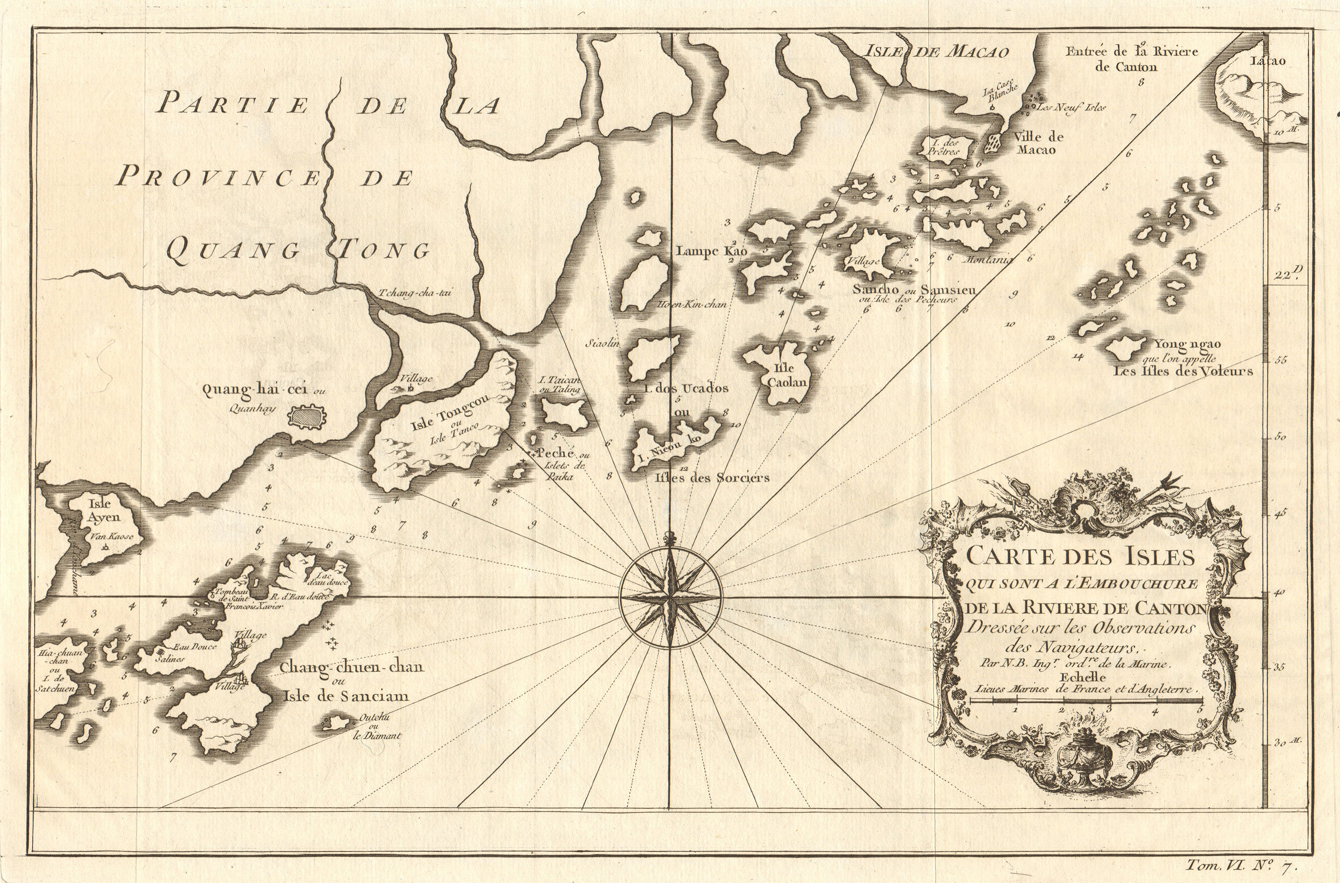 Pearl River delta. Macau Lantau Chuanshan Wanshan islands Zhuhai BELLIN 1748 map