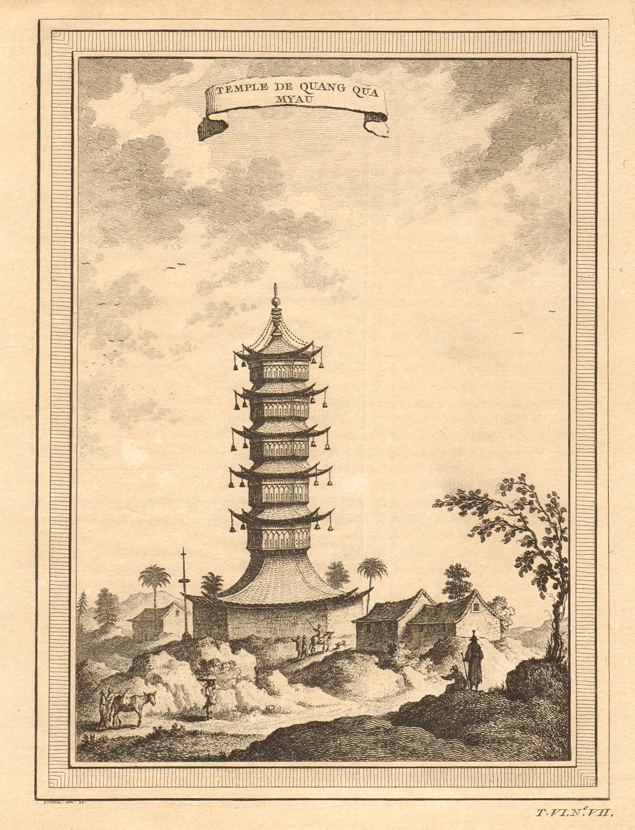 Associate Product 'Temple de Quang Qua Myau'. China. Quangguamiau pagoda 1748 old antique print