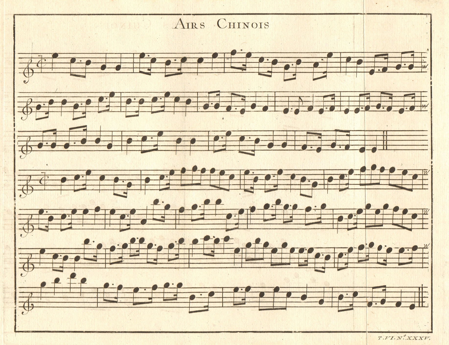 Associate Product 'Airs Chinois'. China. Chinese aria song sheet music.  1748 old antique print