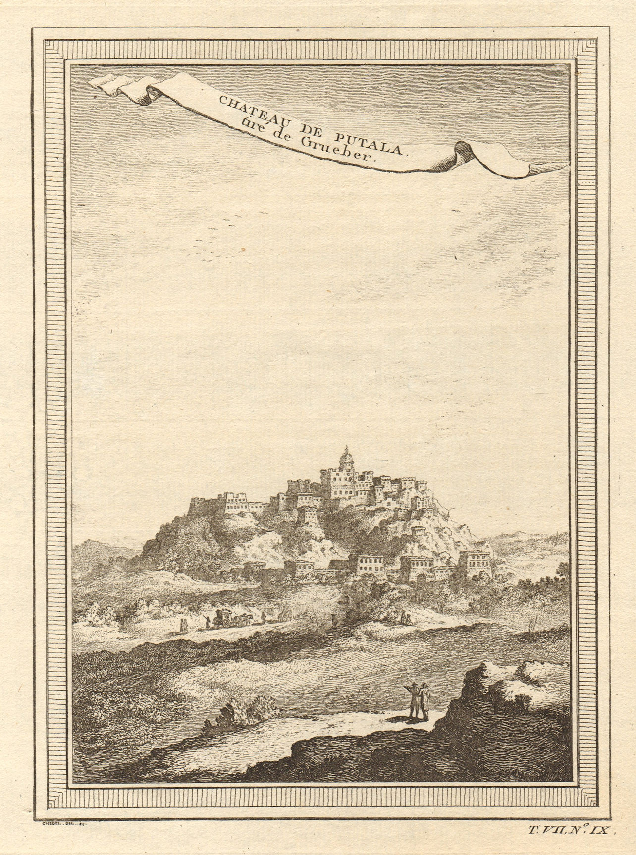'Château de Putala'. View of the Potala Palace, Lhasa, Tibet, from Grueber 1749