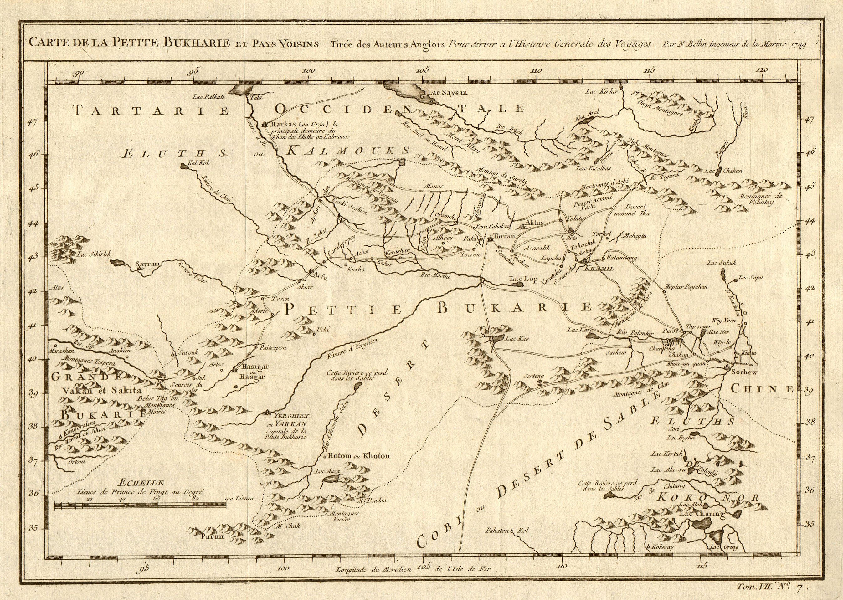Associate Product 'Petite Bukharie'. Central Asia Little Bukhara NW China Xinjiang BELLIN 1749 map