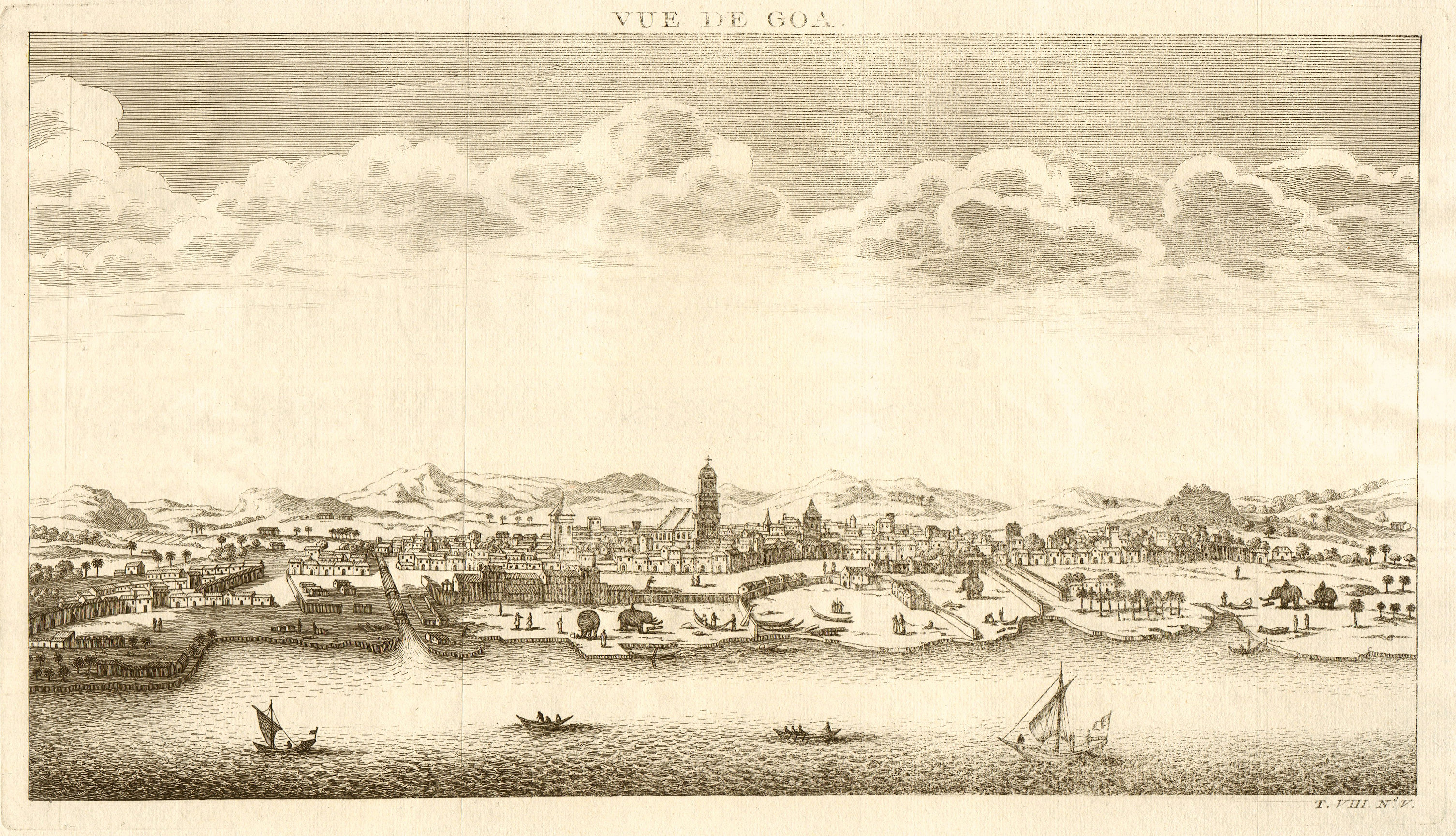 Associate Product 'Vue de Goa'. India. View of the town of Old Goa or Velha Goa 1750 print