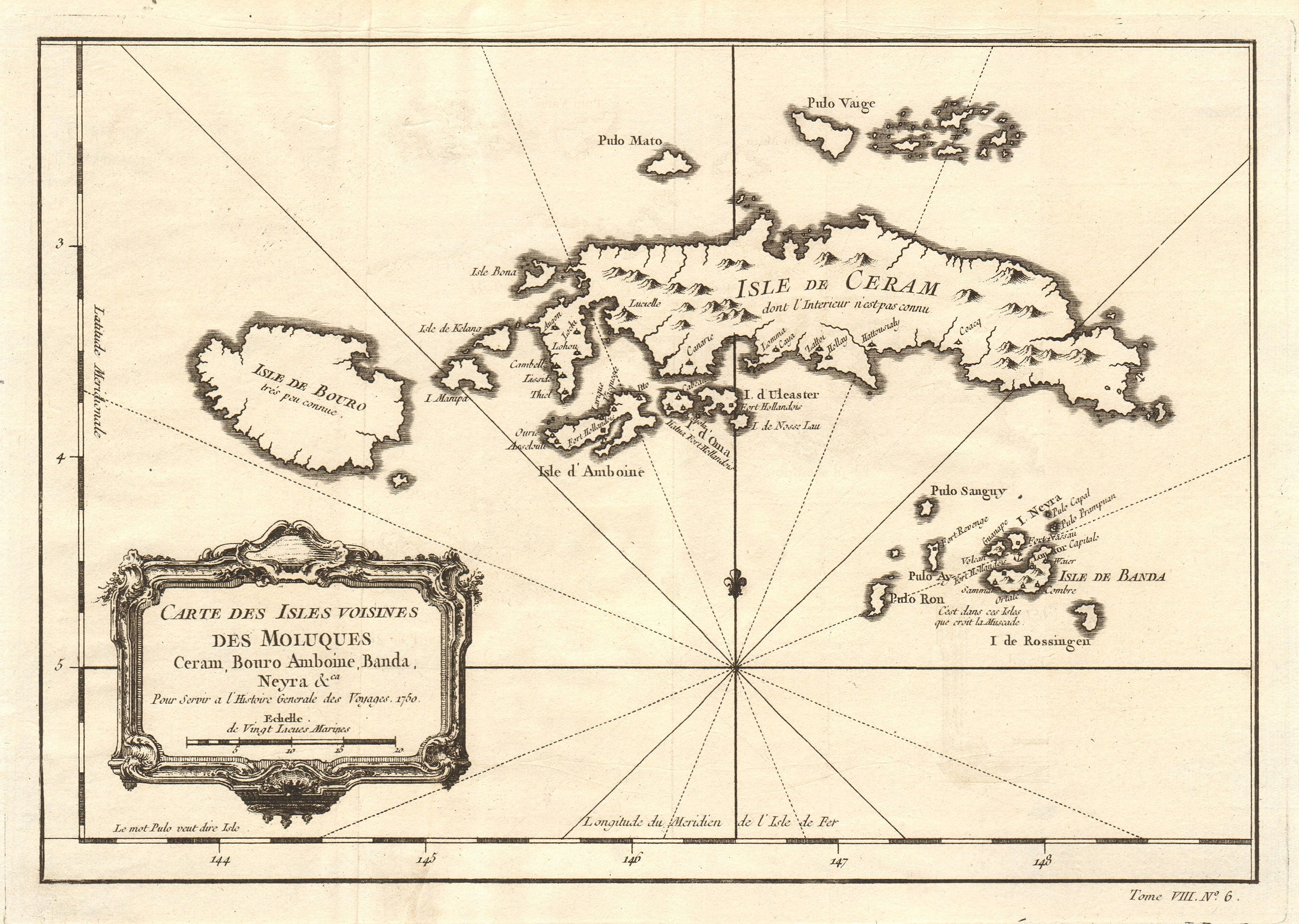 'Carte des Isle voisines des Moluques'. Buru Seram Ambon Banda. BELLIN 1750 map