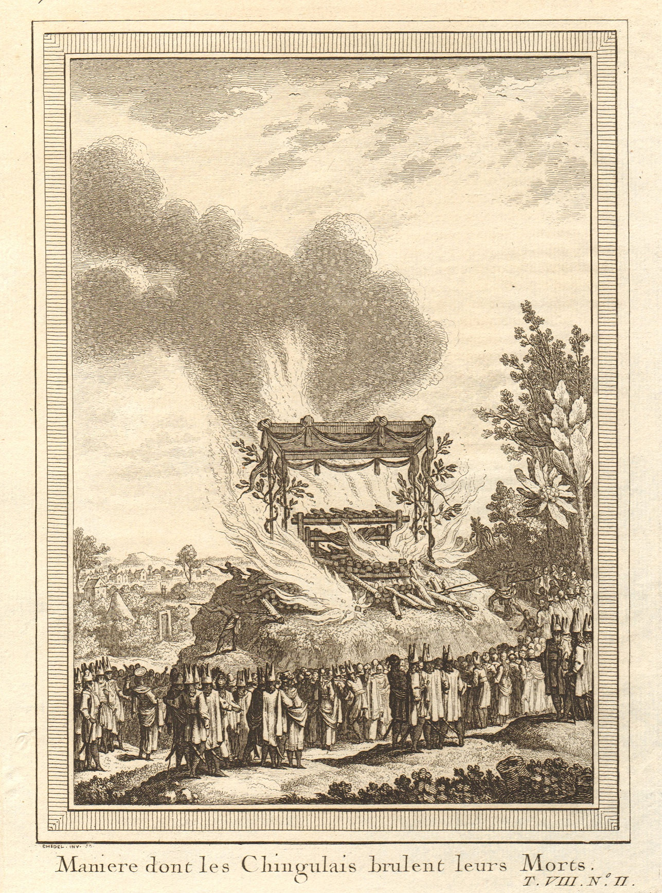 Associate Product 'Les Chingulais brûlent leurs morts'. Sri Lanka Ceylon. Cremating the dead 1750