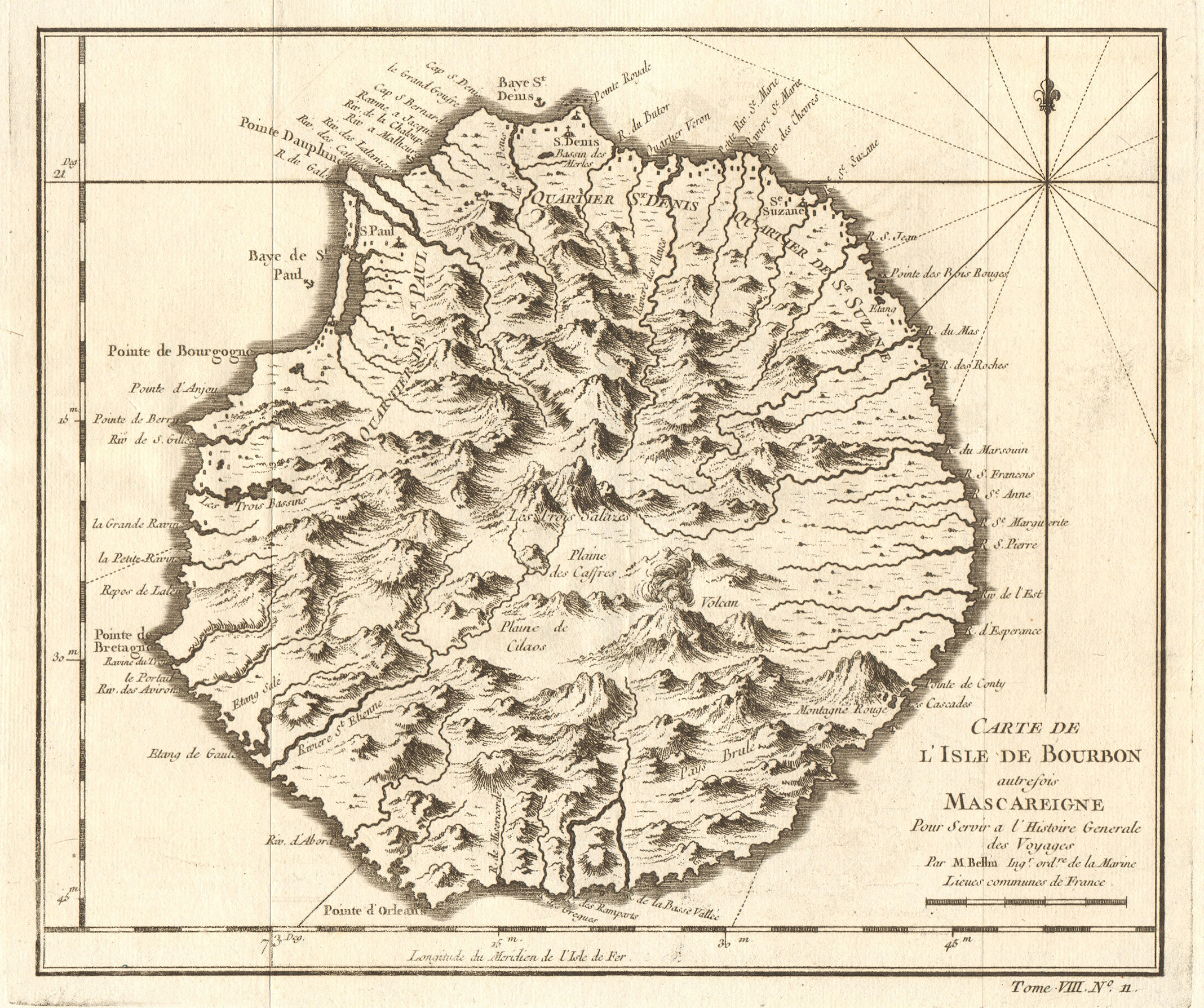 Associate Product 'Carte de l'Isle de Bourbon, autrefois Mascareigne'. Réunion. BELLIN 1750 map