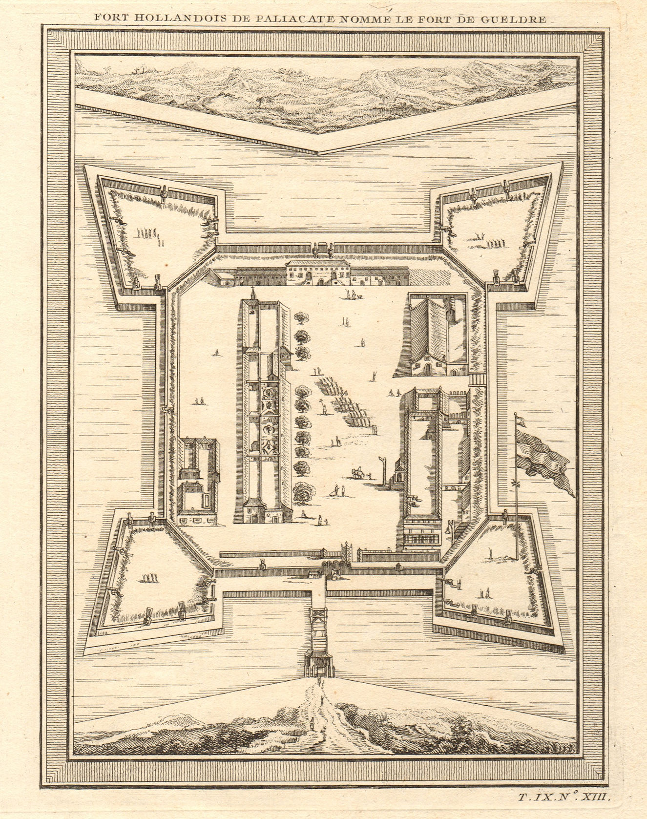 Associate Product 'Fort Hollandois de Paliacate… Gueldre'. Fort Geldria, Pulicat. BELLIN 1751 map