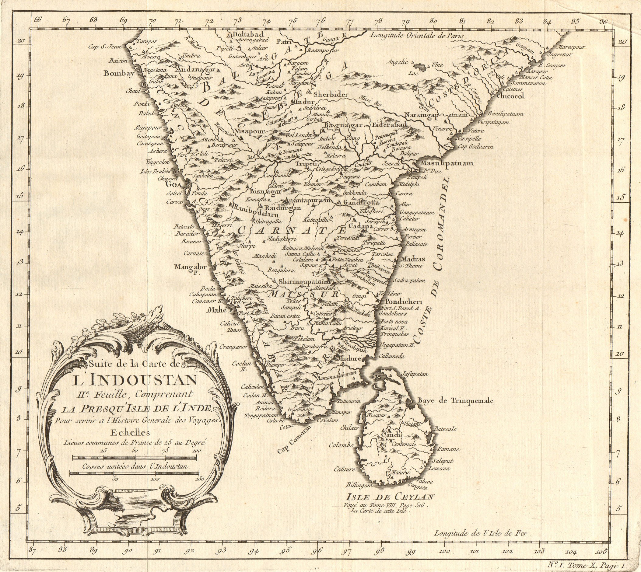 Associate Product 'Suite de la Carte de l’Indoustan IIe Feuille'. Southern India. BELLIN 1752 map