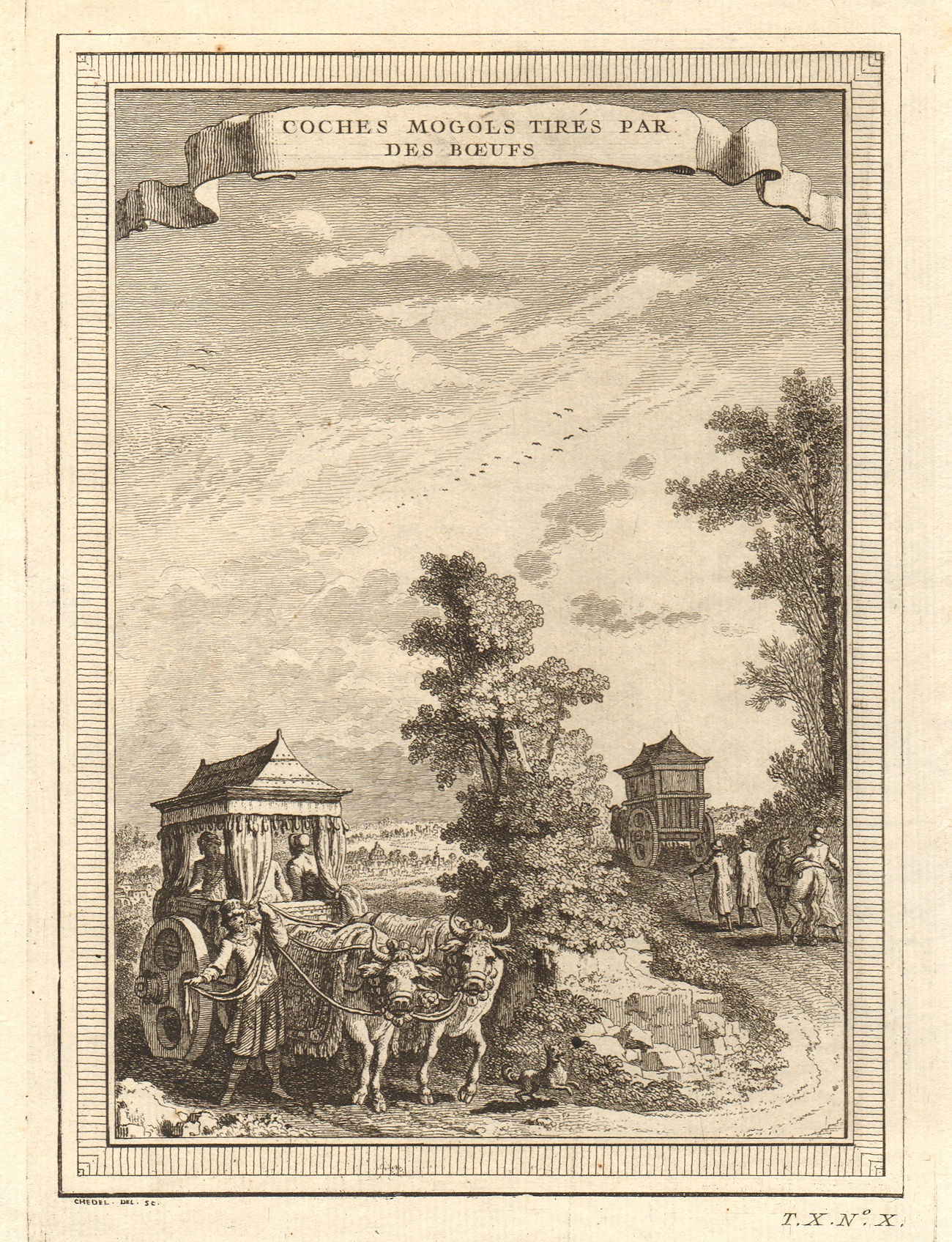 Associate Product 'Coches Mogols tirés par des boeufs'. Mughal coach pulled by cattle. India 1752
