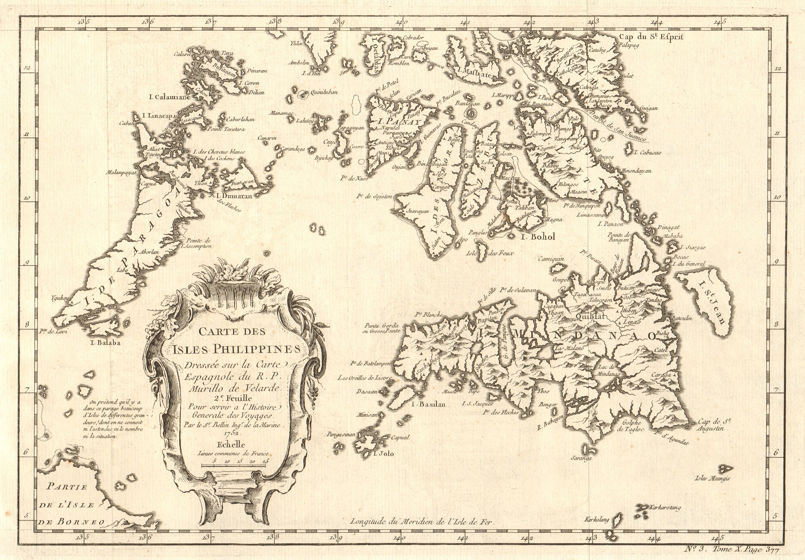 'Carte des Isles Philippines 2e feuille'. Visayas Mindanao. BELLIN 1752 map