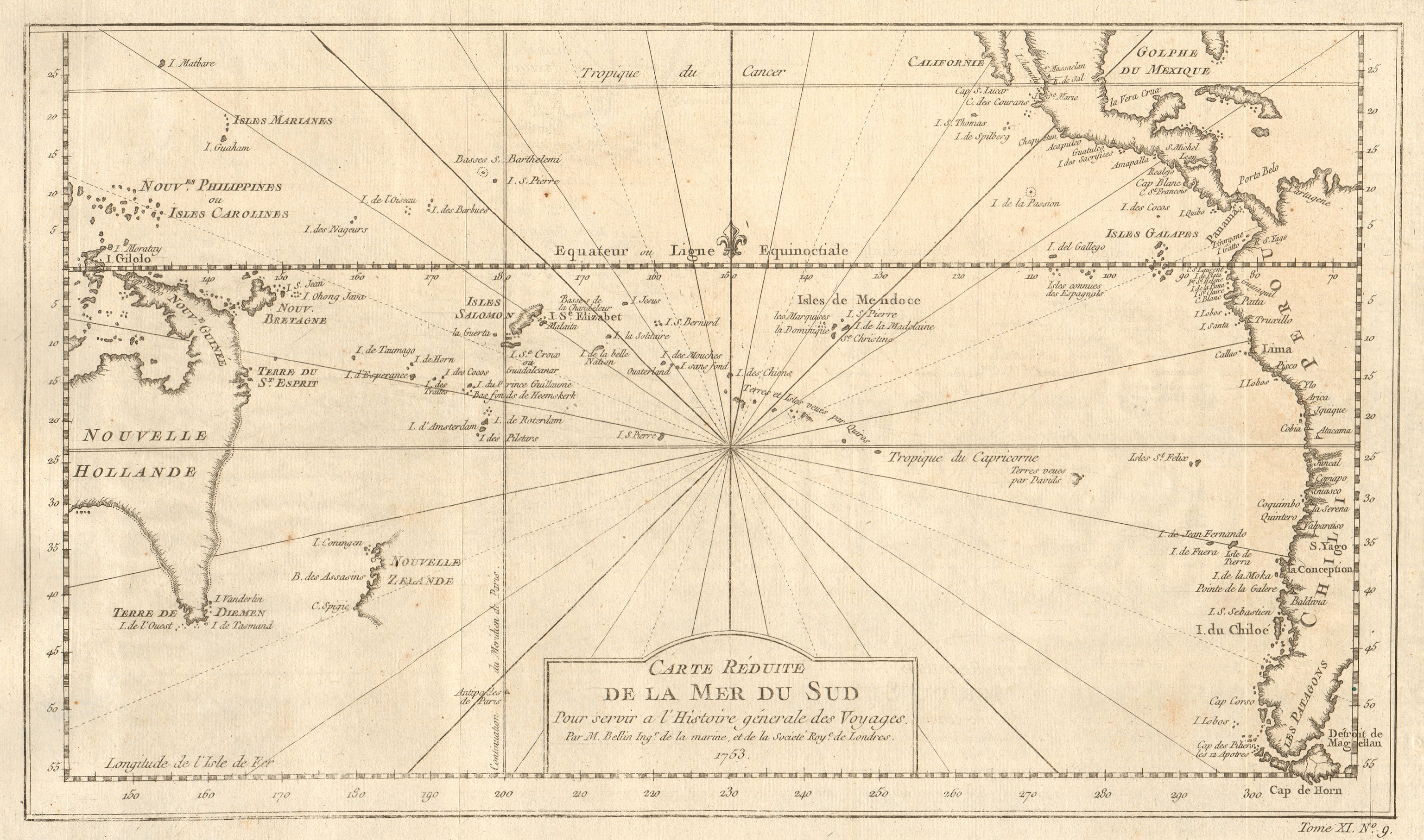 Associate Product 'Carte réduite de la Mer du Sud'. South Pacific. Australia. BELLIN 1753 map