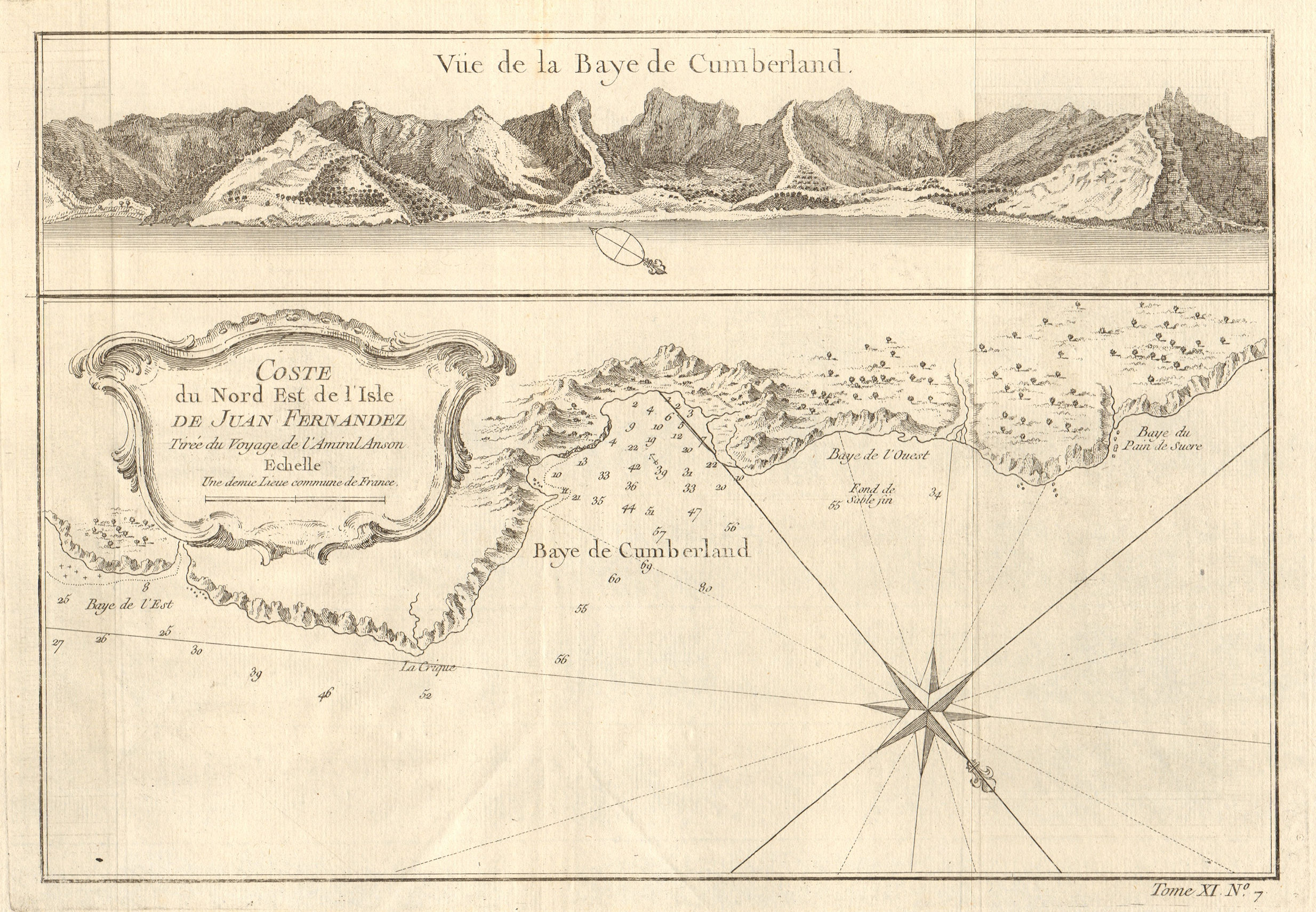 Associate Product San Juan Bautista, Isla Robinson Crusoe, Juan Fernandez, Chile. BELLIN 1753 map