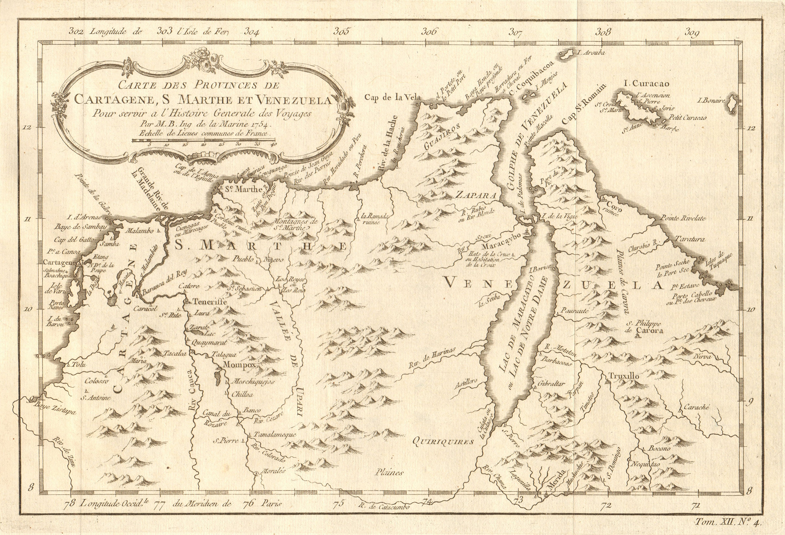 Associate Product 'Cartagène, Ste. Marthe et Venezuela'. Colombia. Cartagena. BELLIN 1754 map