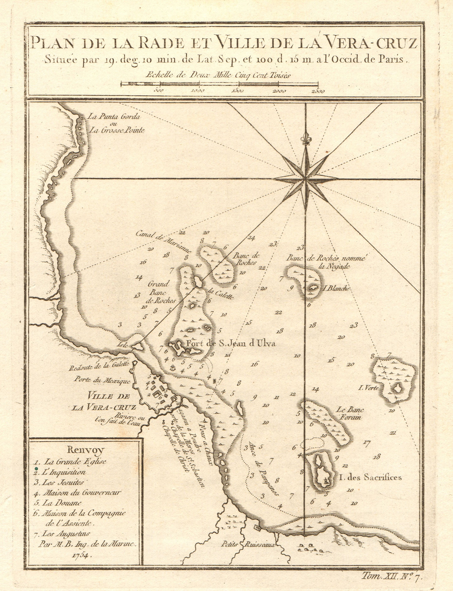 Associate Product 'Plan de la Rade & Ville de… Vera-Cruz'. Veracruz, Mexico. BELLIN 1754 old map