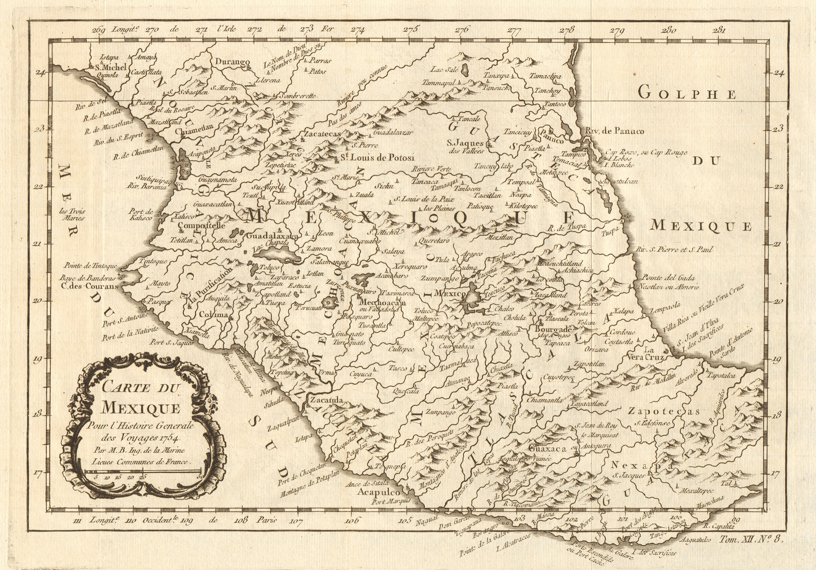 Associate Product 'Carte du Mexique'. Central Mexico. BELLIN 1754 old antique map plan chart