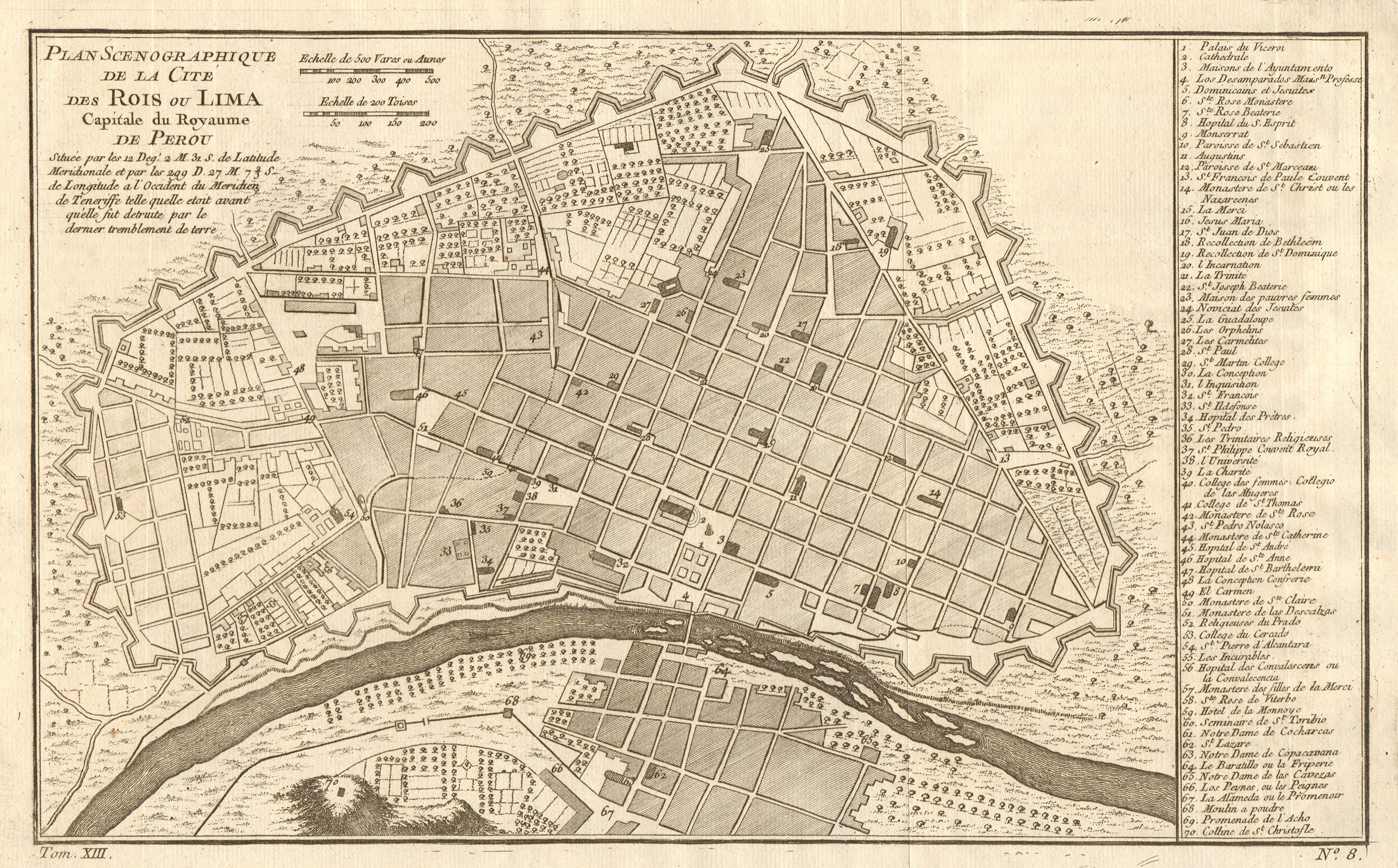 Associate Product 'Plan scenographique de la Cité des Rois ou Lima…' Peru. BELLIN 1756 old map