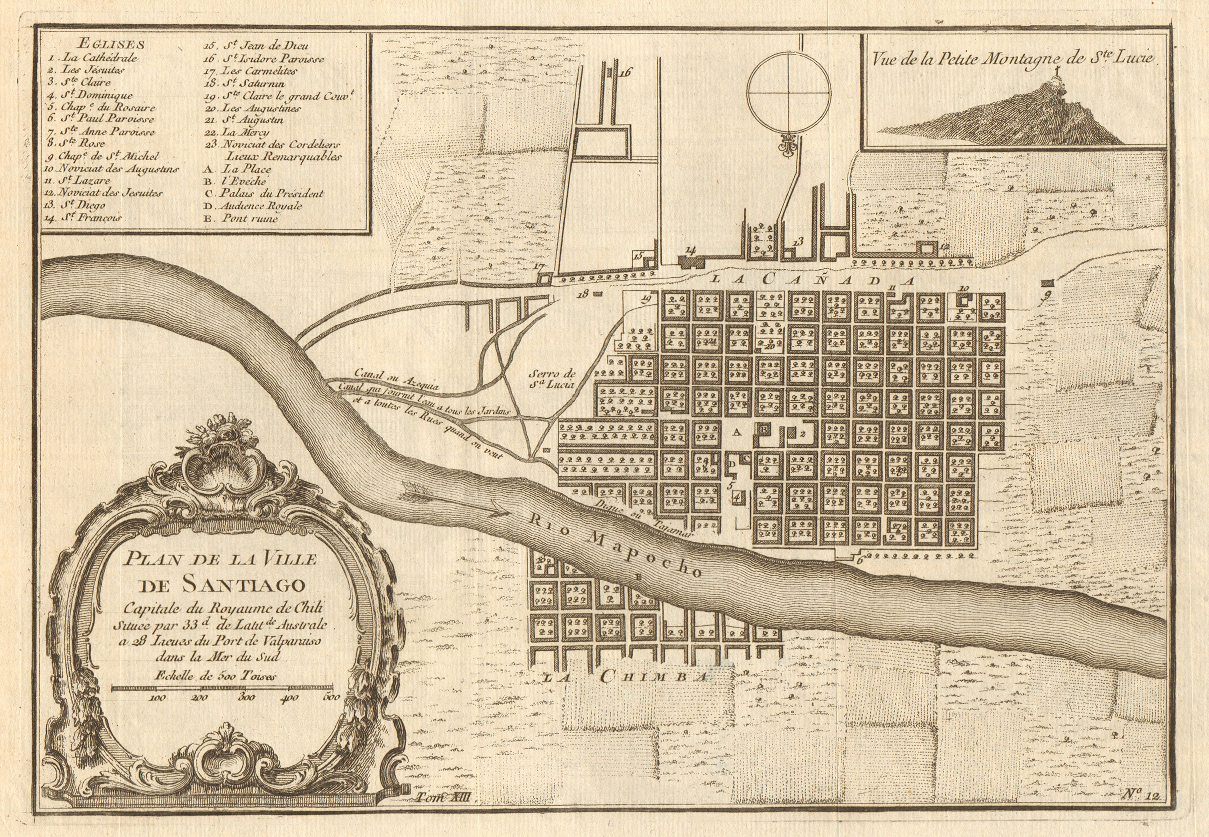 Associate Product 'Plan de la ville de Sant Jago du Chili'. Santiago de Chile plan BELLIN 1756 map