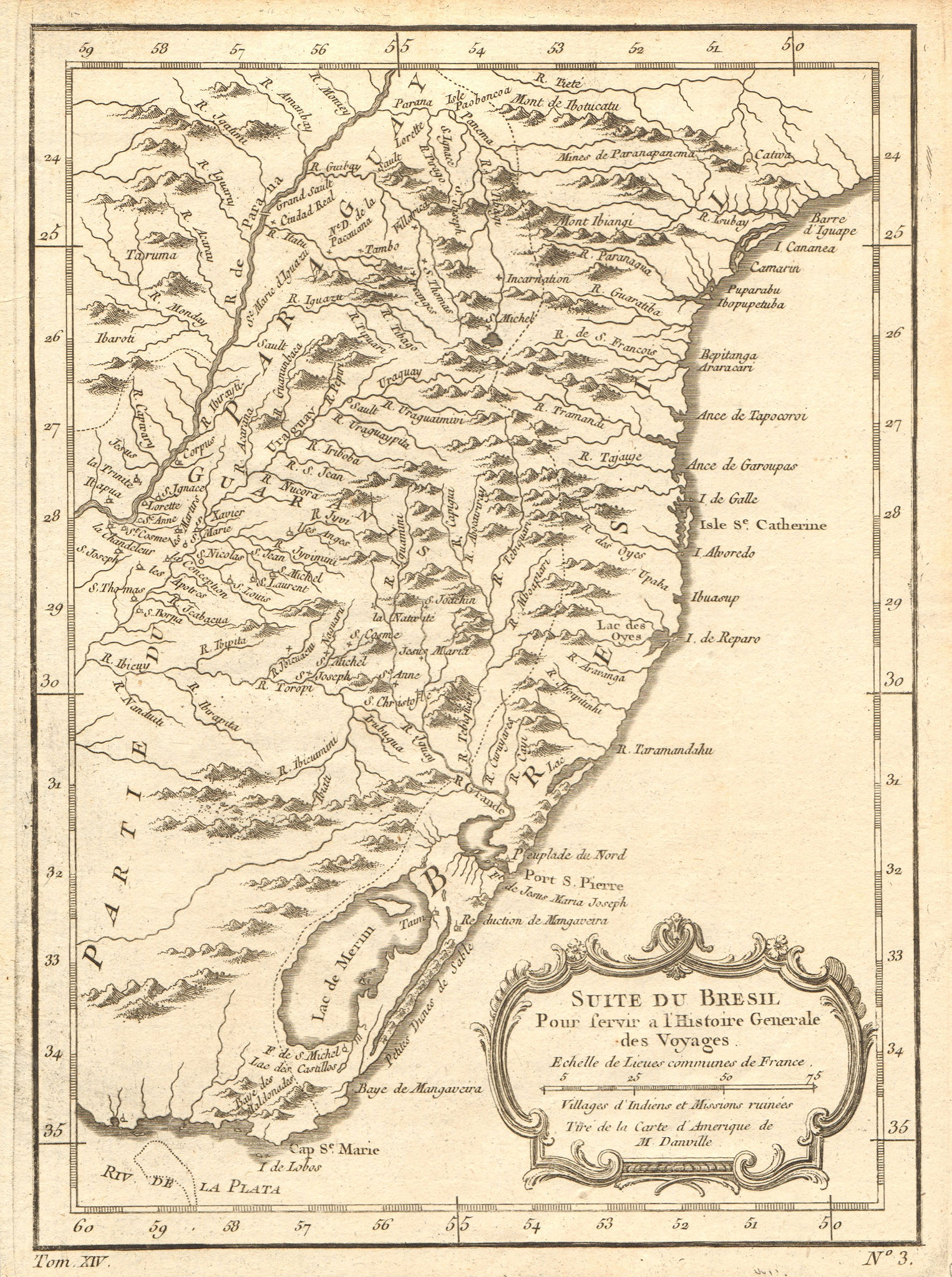 Associate Product 'Suite du Brésil'. Brazil south Uruguay Curitiba-Punta del Este. BELLIN 1757 map