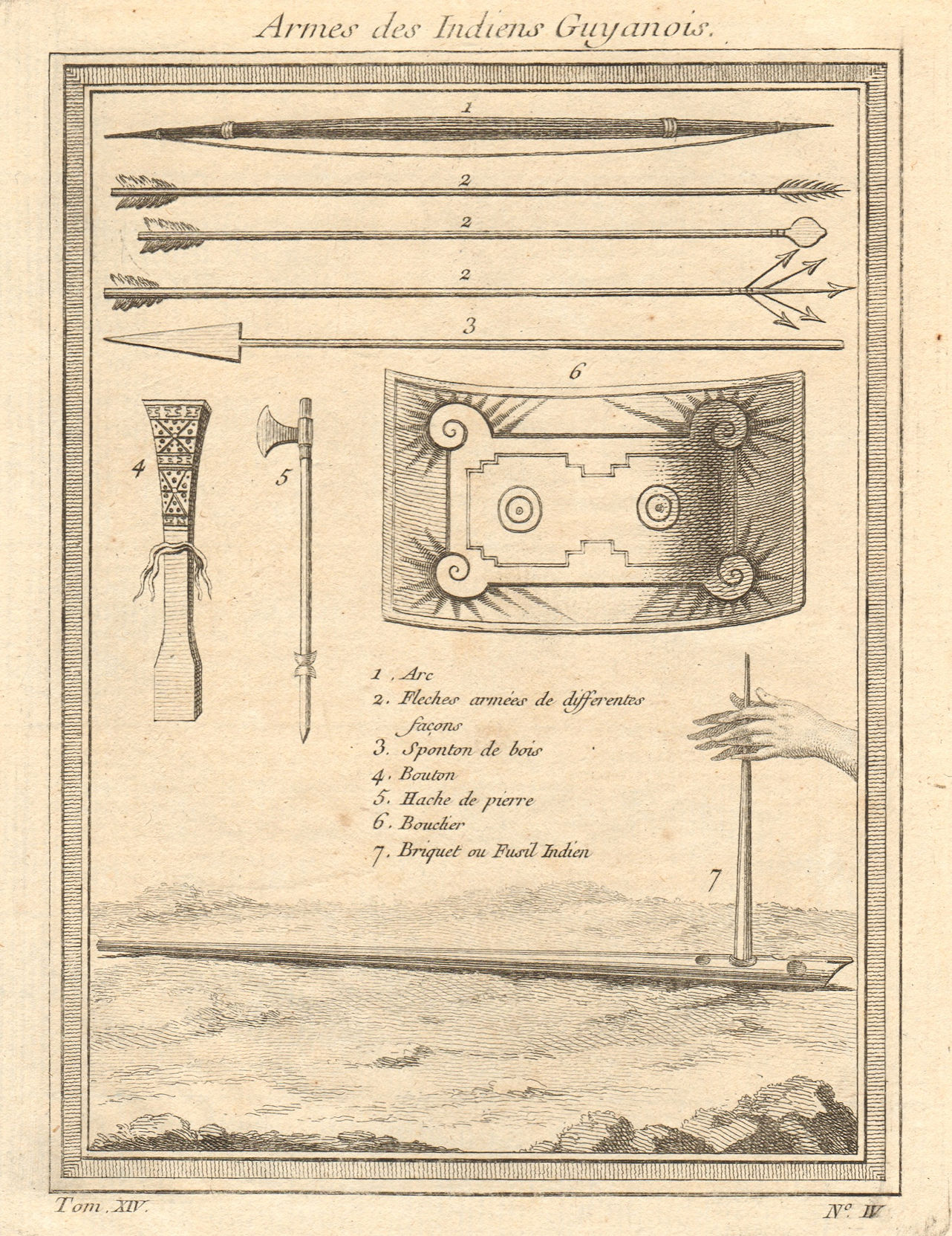 Associate Product 'Armes des Indiens Guyanois'. Guyanas Native American Indians' weapons 1757