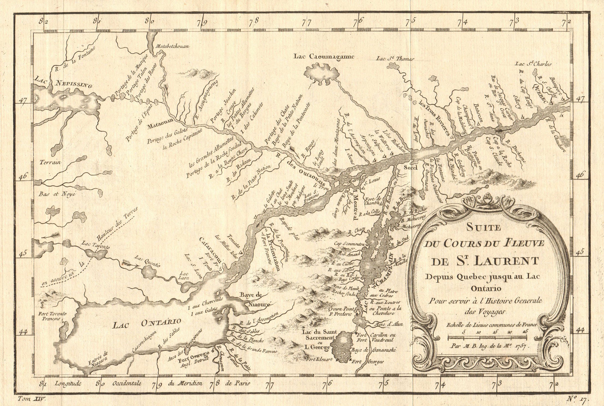 'Suite du cours du fleuve du St Laurent…' St Lawrence River. BELLIN 1757 map