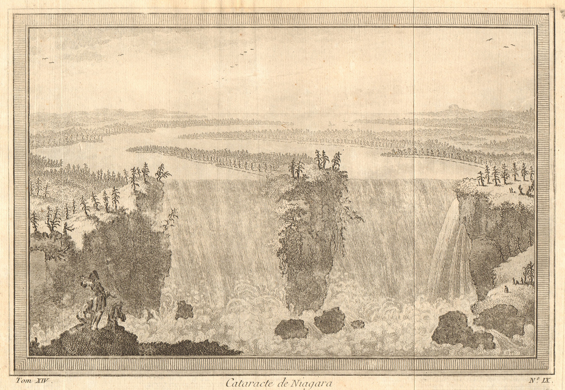 Associate Product 'Cataracte de Niagara'. A view of Niagara Falls. BELLIN 1757 old antique print
