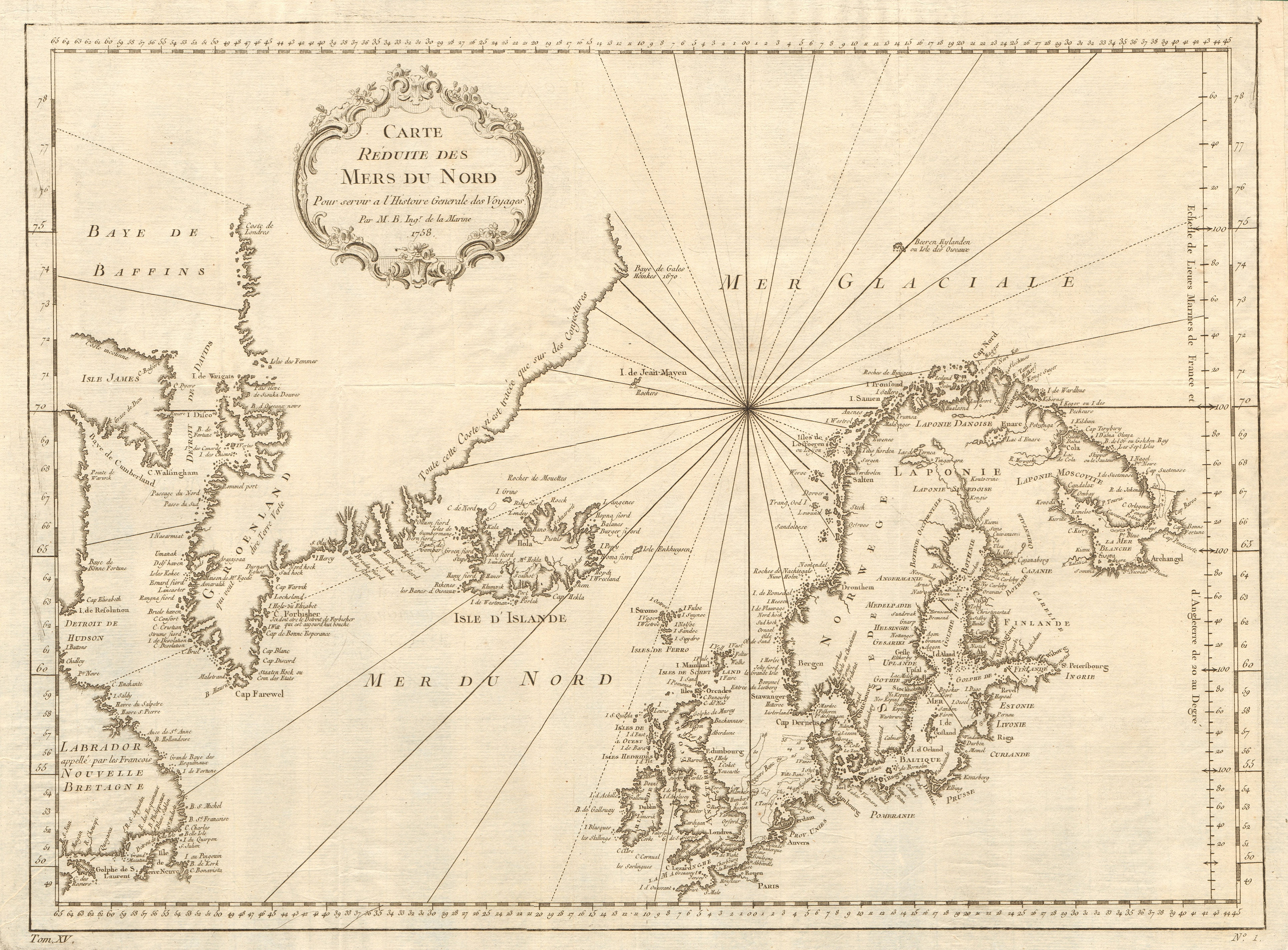 Associate Product 'Carte Réduite des Mers du Nord'. Greenland Arctic Ocean Nordics BELLIN 1759 map