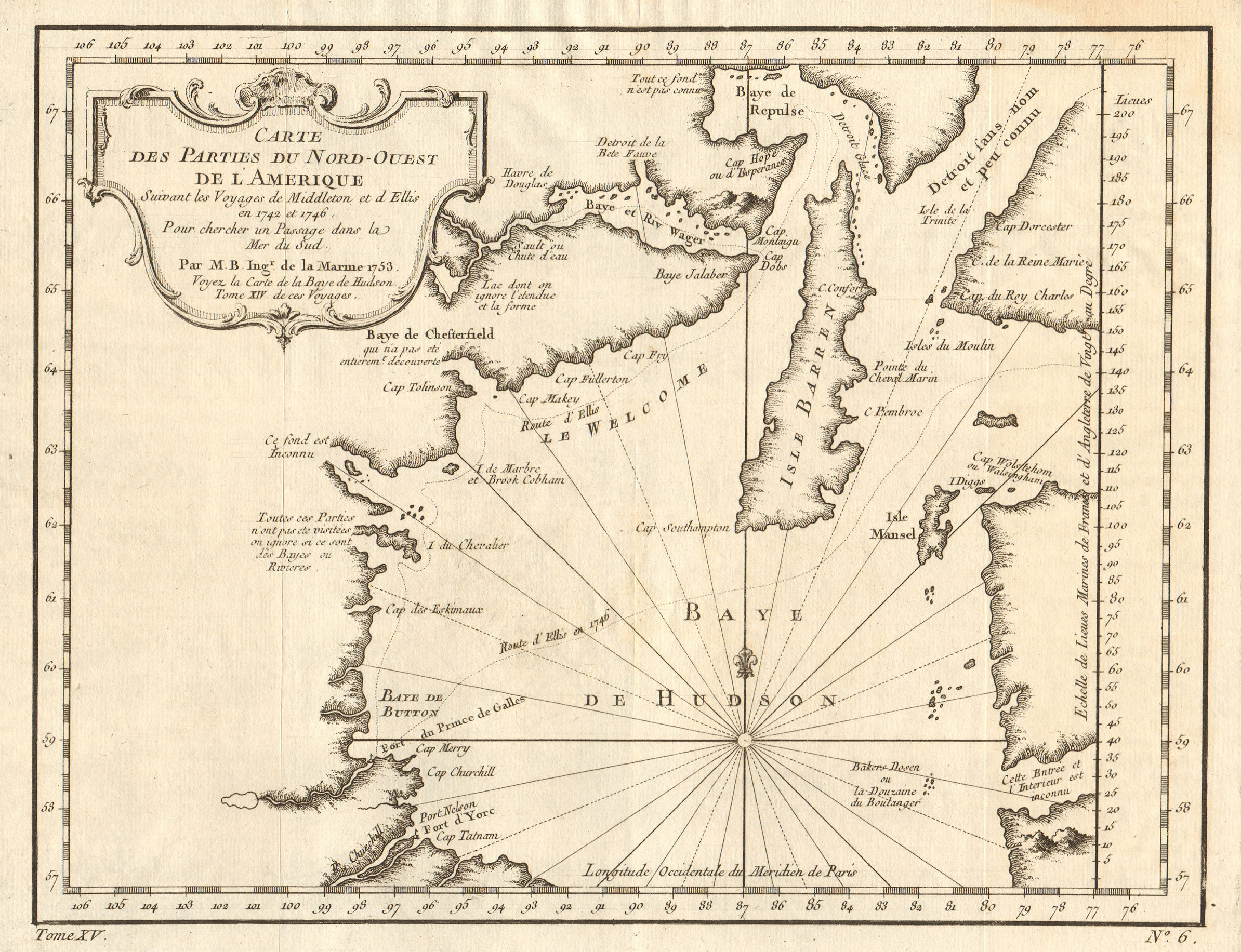 Associate Product 'Carte des Parties du Nord-Ouest de l'Amérique…'. Hudson Bay. BELLIN 1759 map