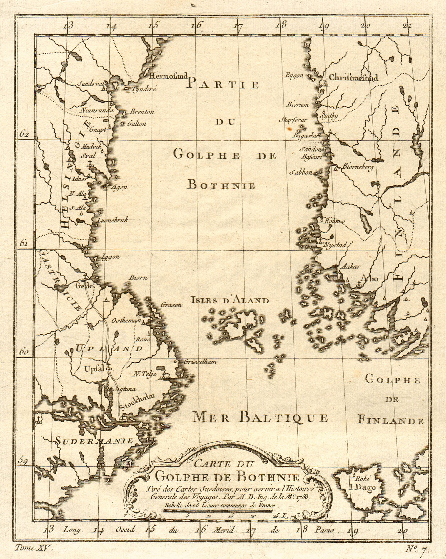 Associate Product 'Carte du Golphe de Bothnie'. Gulf of Bothnia. Sweden Finland. BELLIN 1759 map