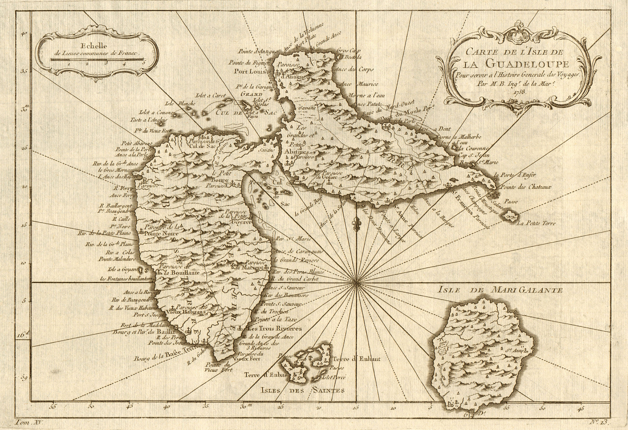 Associate Product 'Carte de l'Isle de la Guadeloupe', Marie-Galante & Saintes. BELLIN 1759 map