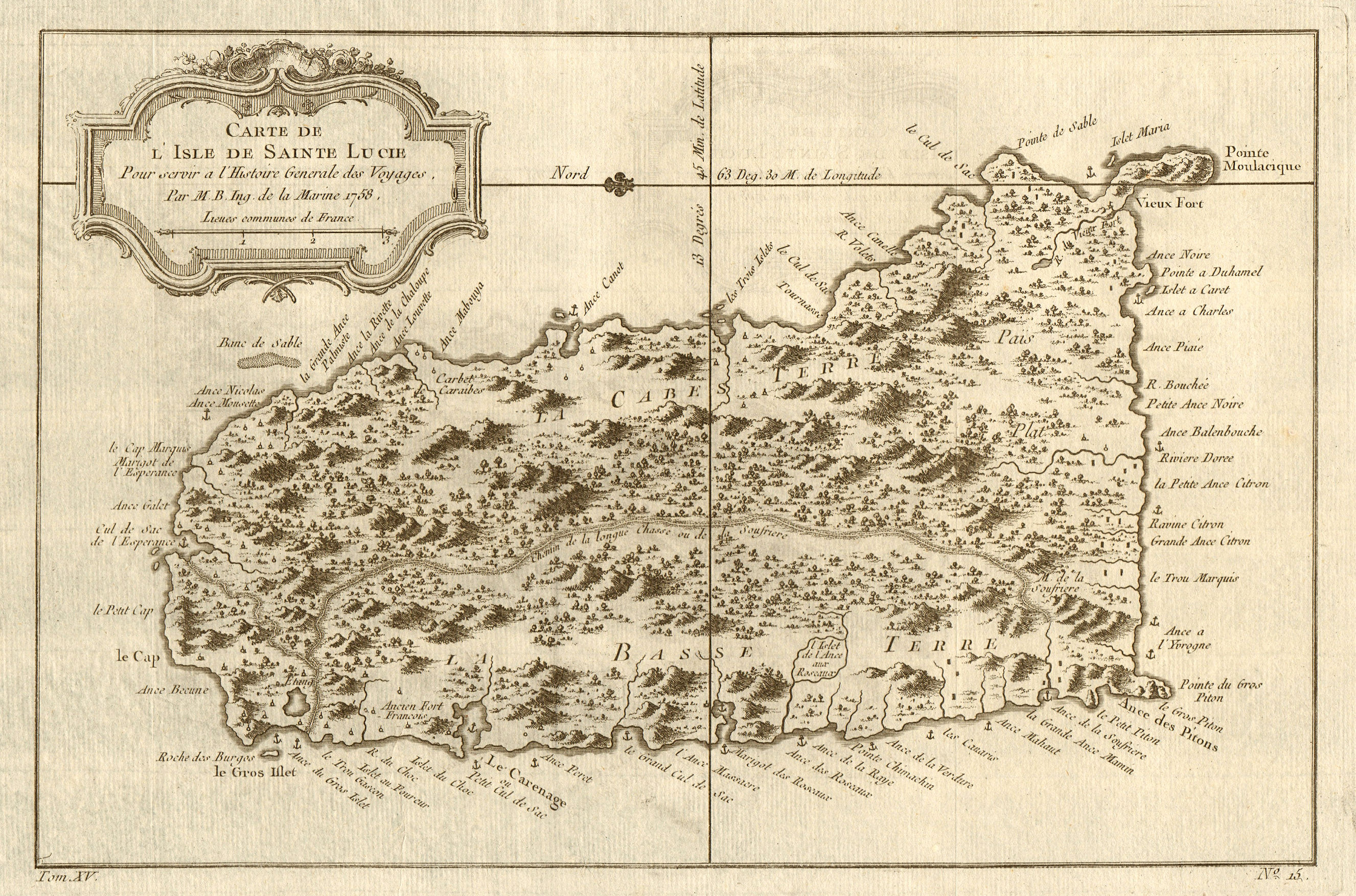 Associate Product 'Carte de l'Isle de Sainte Lucie'. St Lucia. West Indies. BELLIN 1759 old map