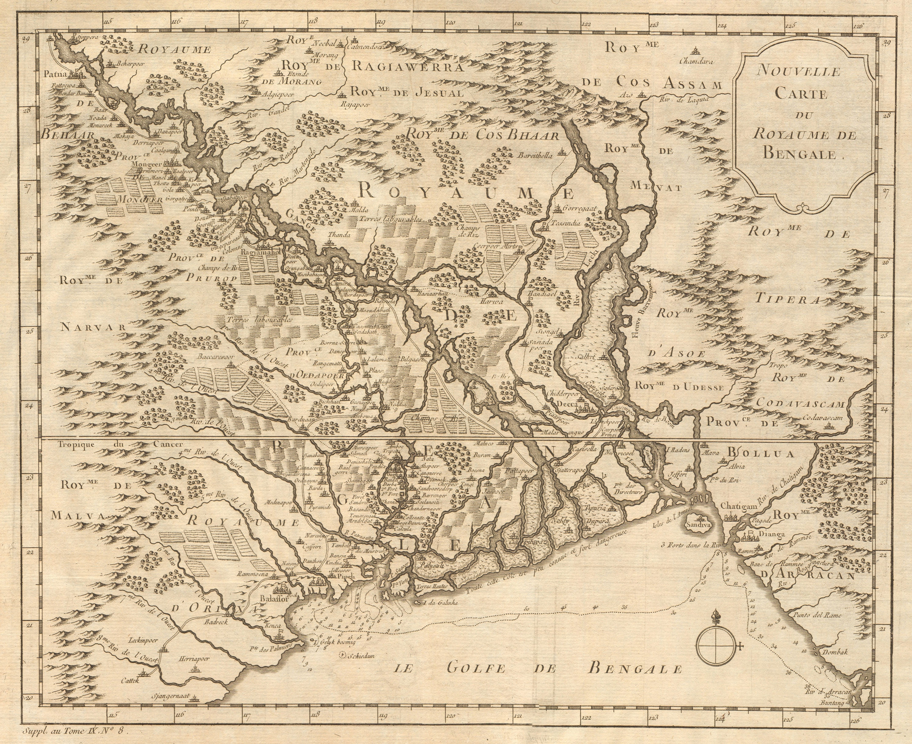 Associate Product 'Nouvelle Carte du Royaume de Bengale'. Bangladesh Ganges delta. BELLIN 1761 map